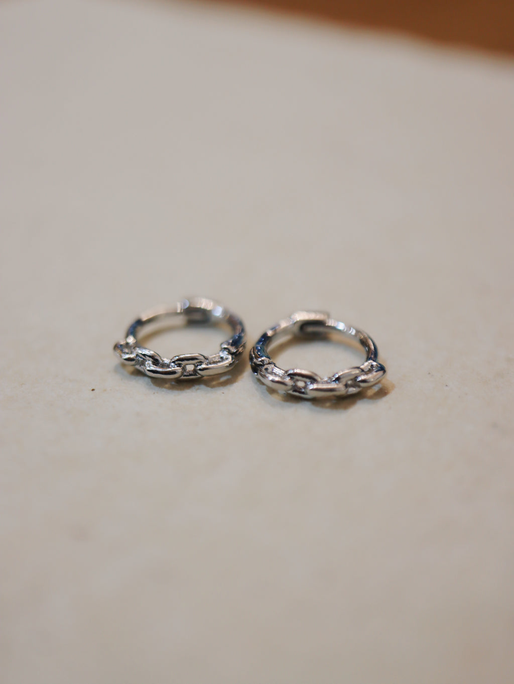 Mini chain 925 silver Huggie hoop earrings