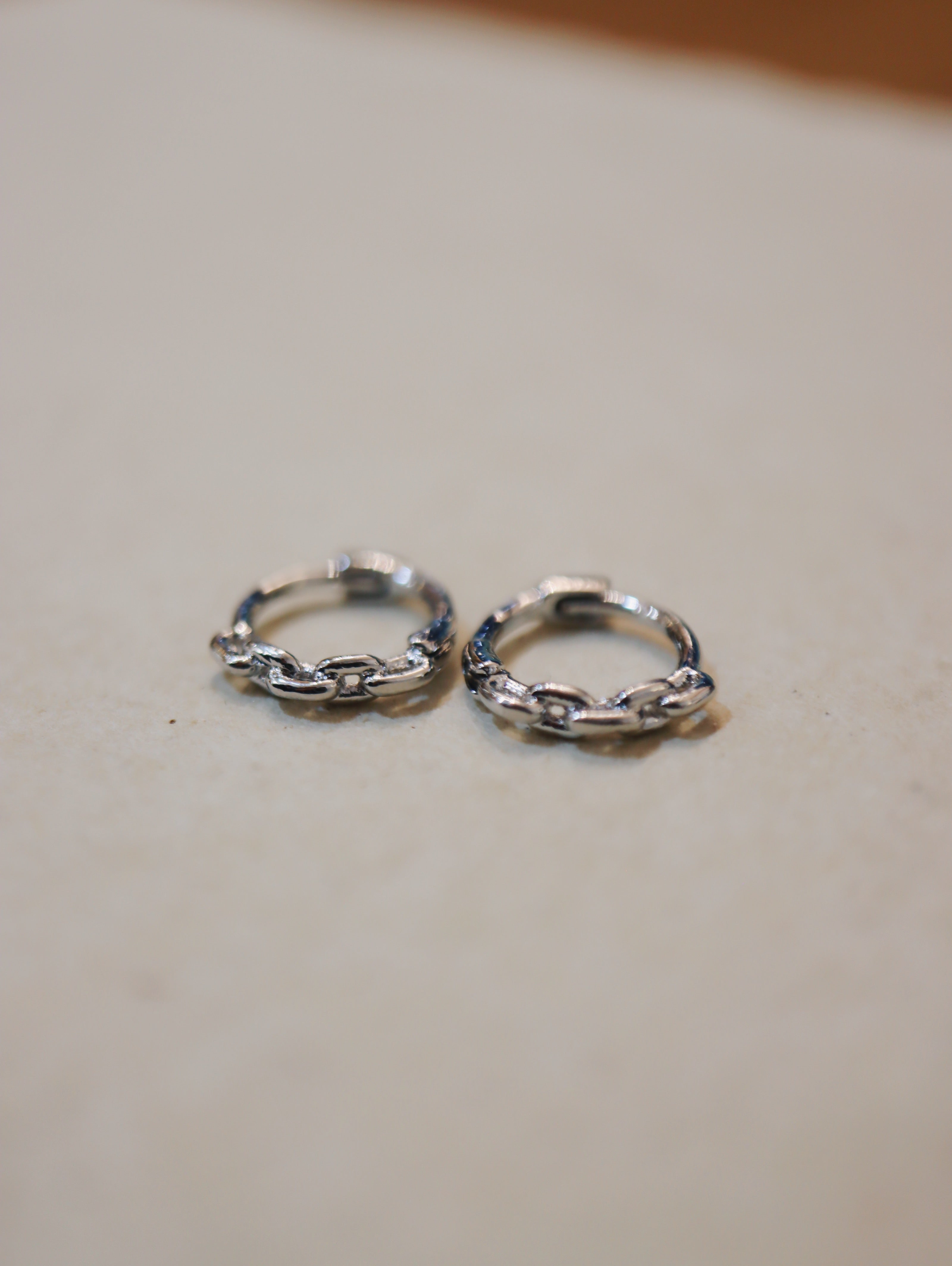 Mini chain 925 silver Huggie hoop earrings