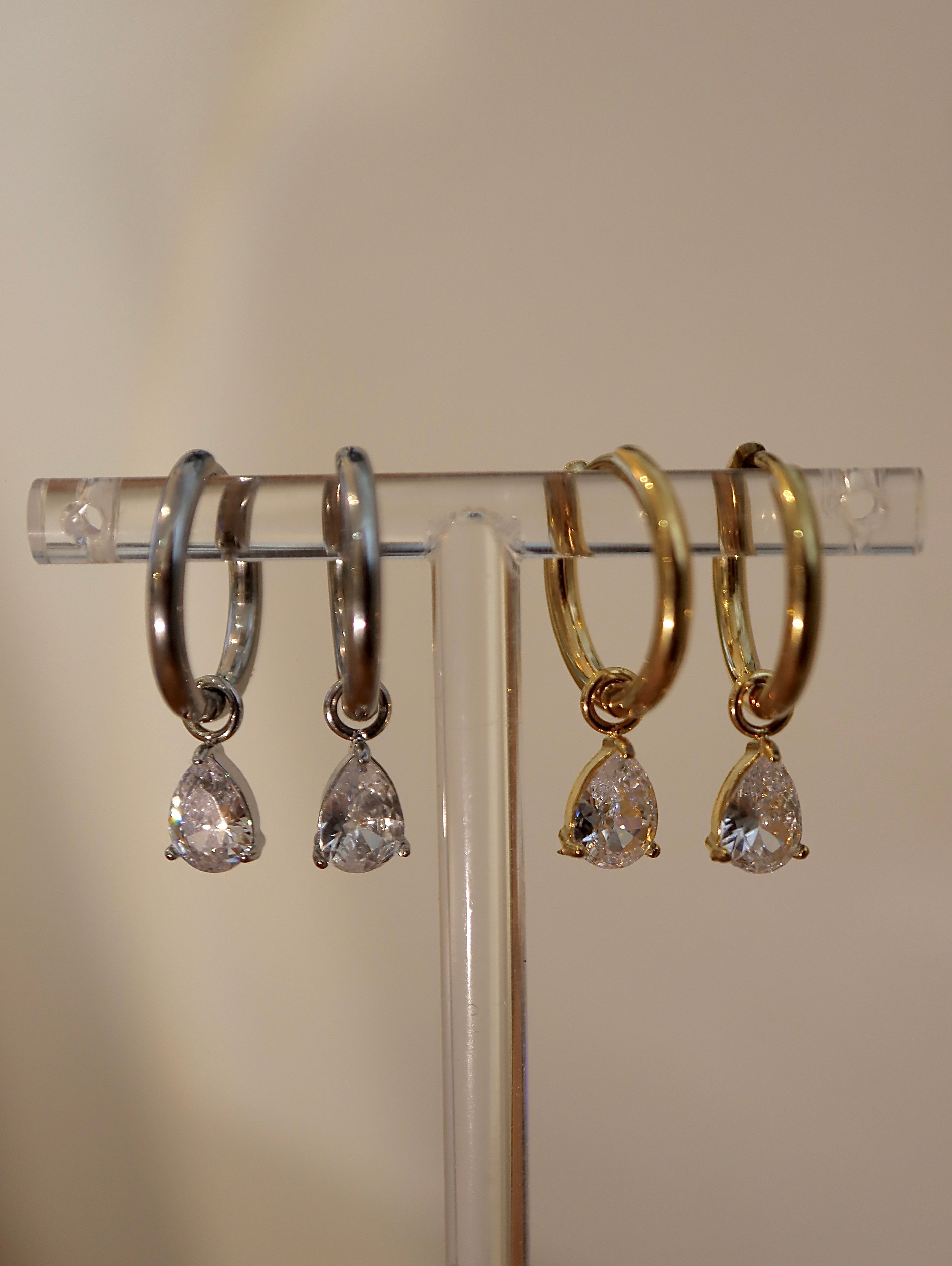 Hinged stainless steel drop earrings