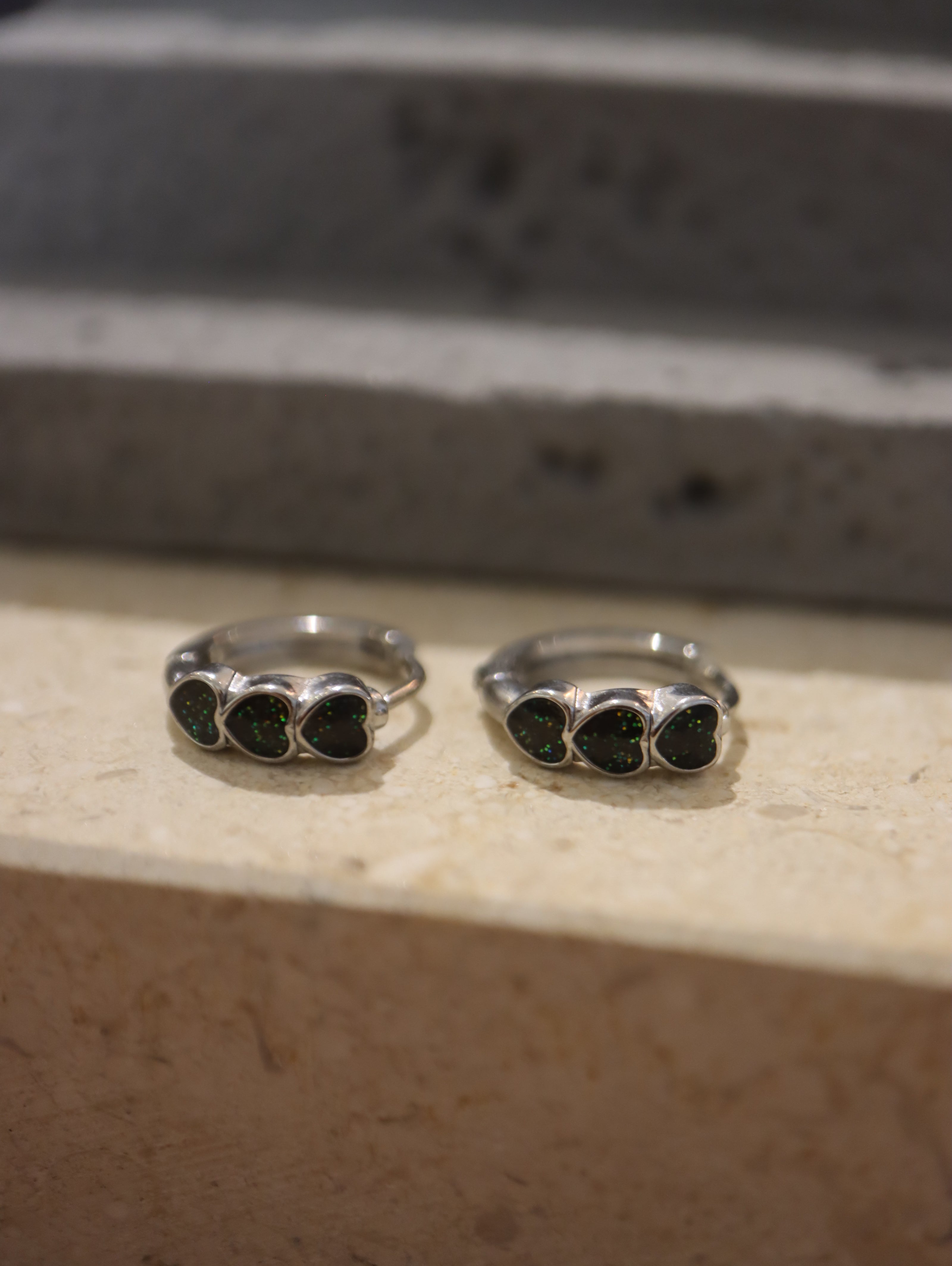 Glitter Heart Trio Hoop Surgical steel earrings