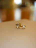 Double star cz 925 silver stud piercing (1pc)