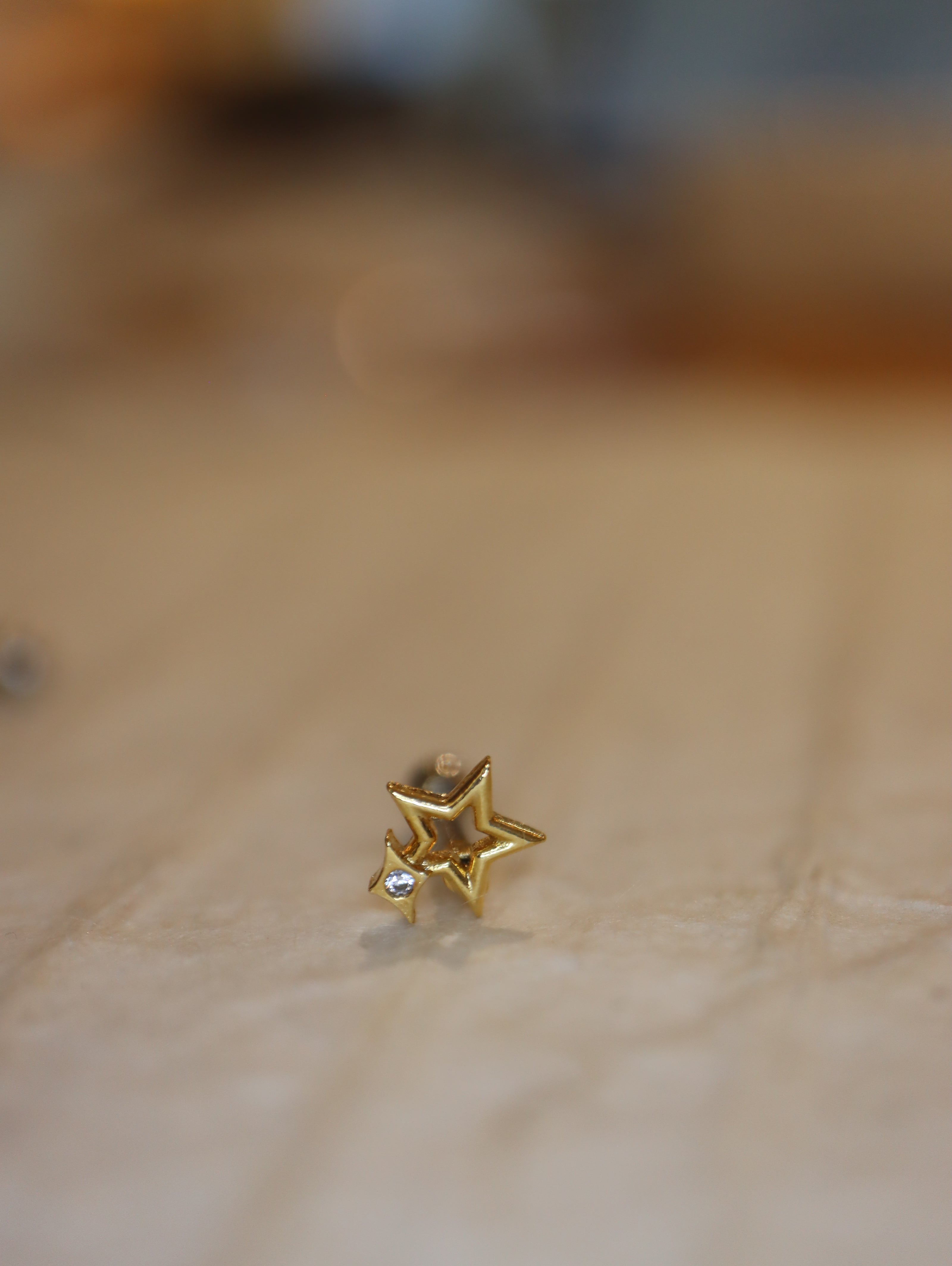 Star sparkle stud surgical steel earring