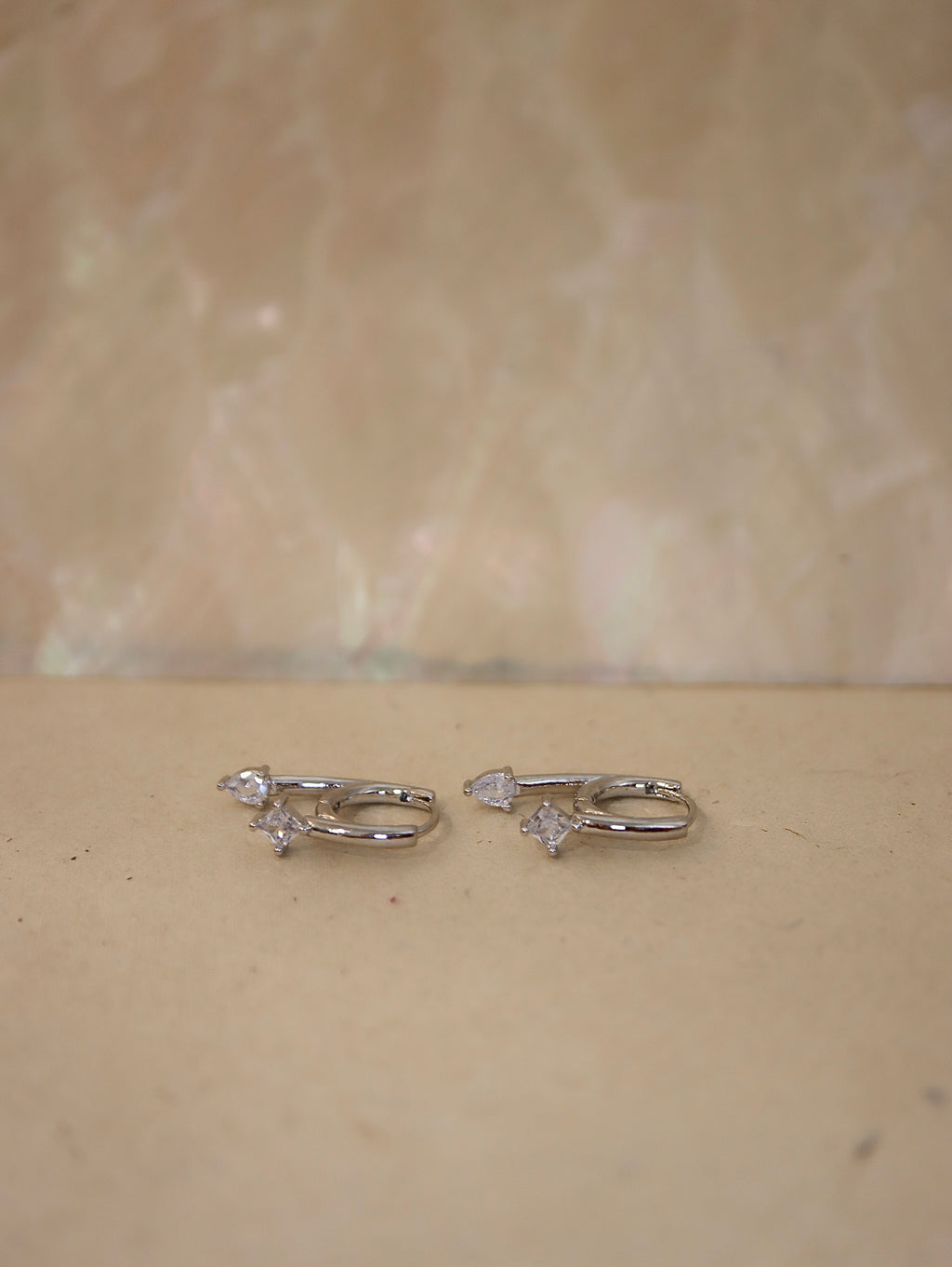 Front & back drop cz earrings