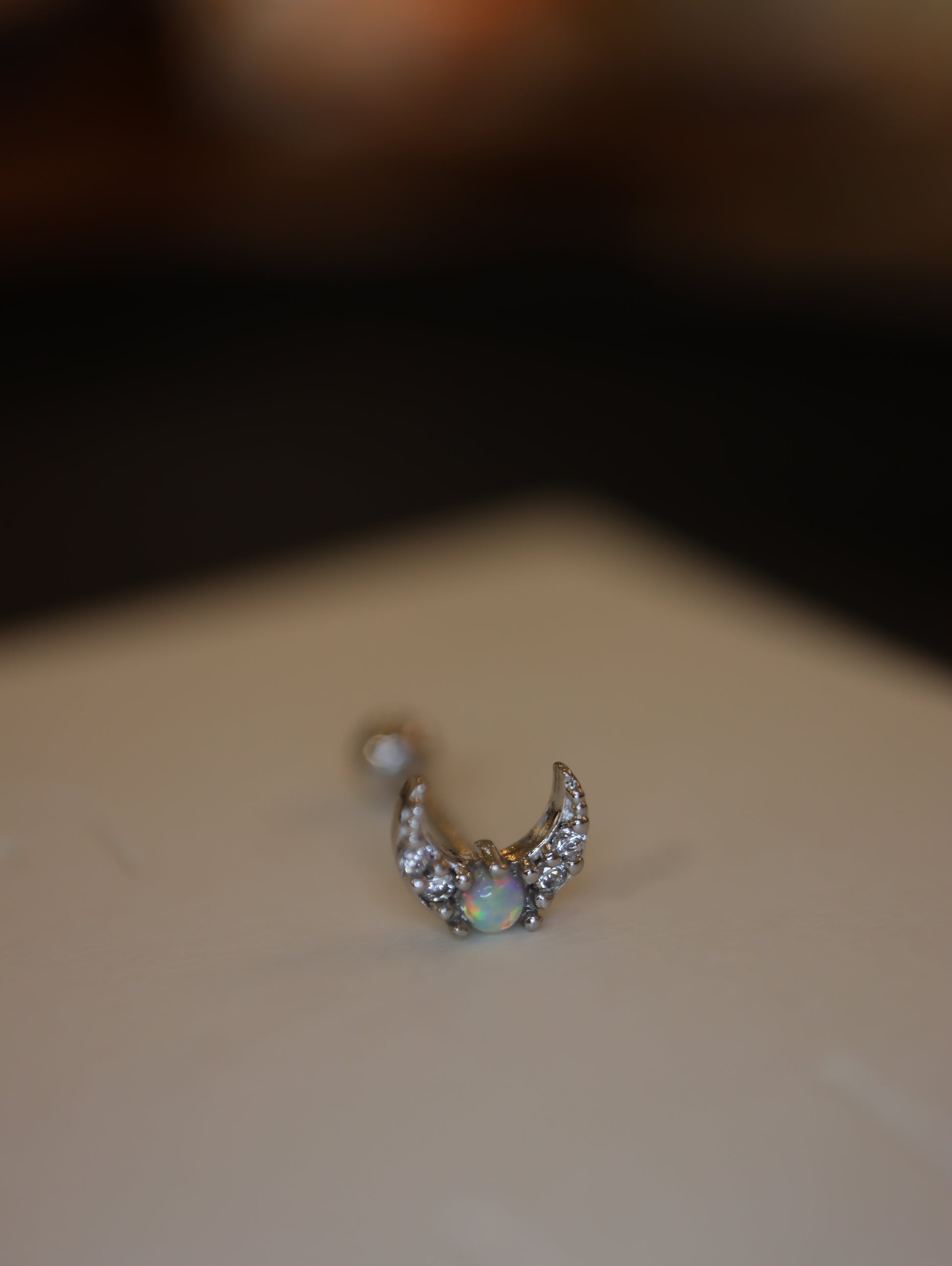 Crescent Opal cz s925 piercing stud