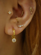 Triple opal 925 silver flat back piercing (1pc)