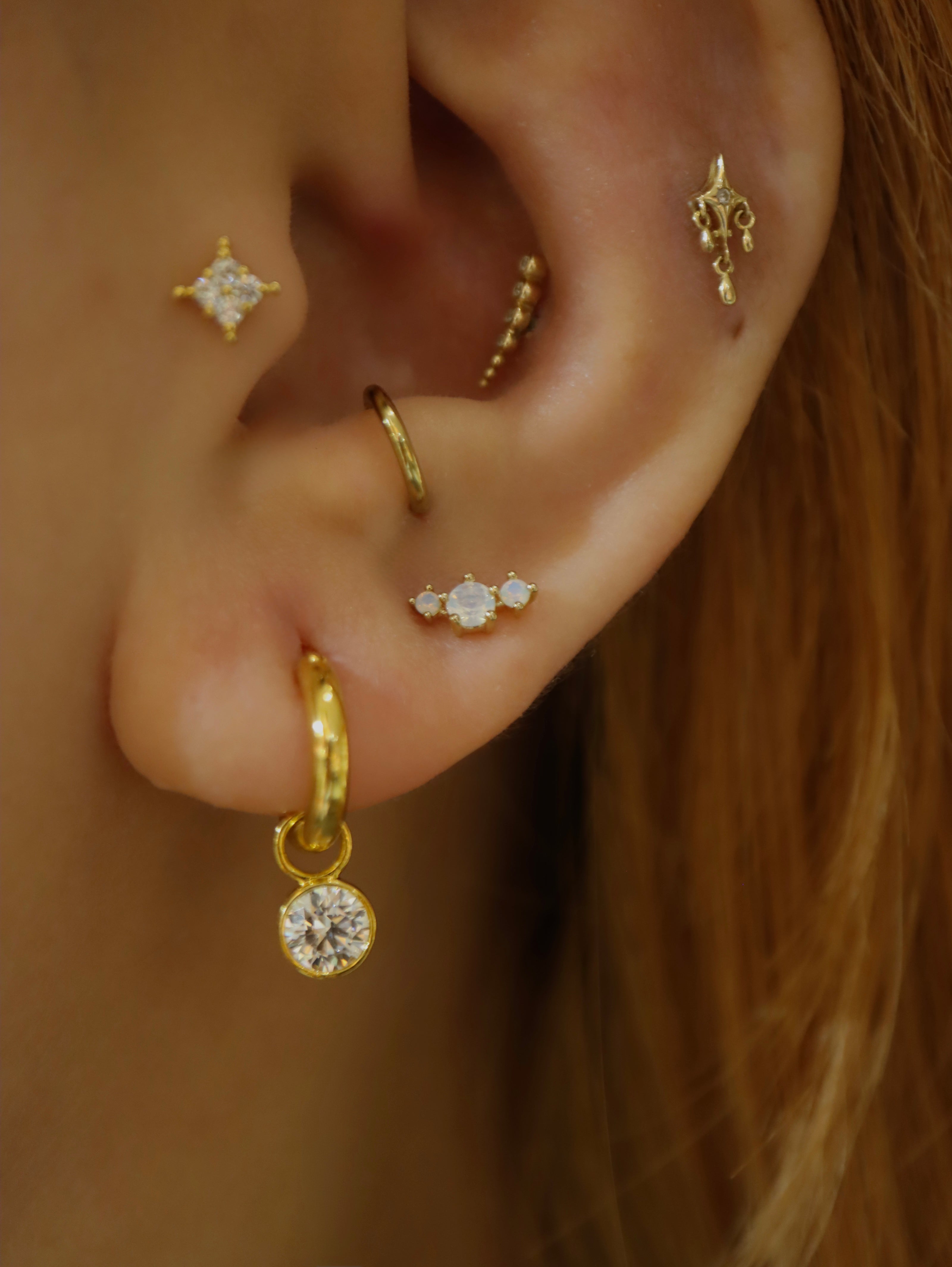 Triple opal 925 silver flat back piercing (1pc)