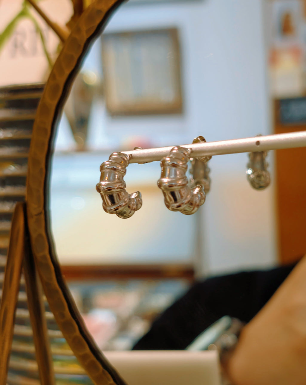 Segmented Crescent Hoop Earrings