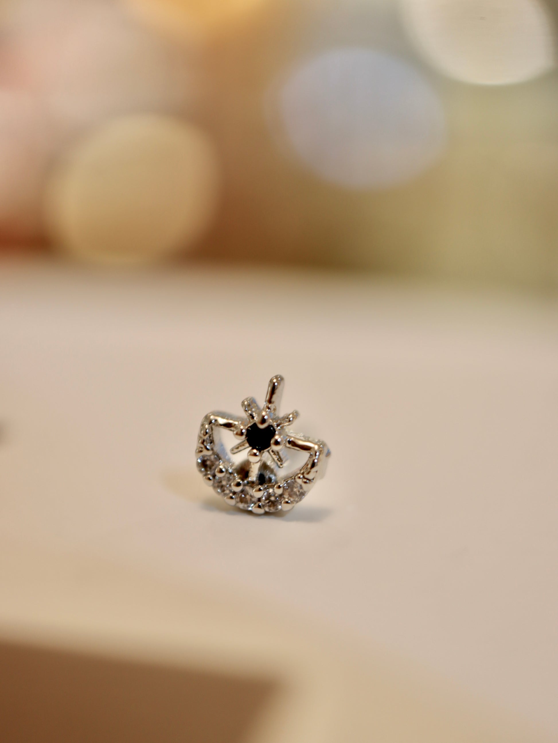 Crescent sparkle cz piercing surgical steel