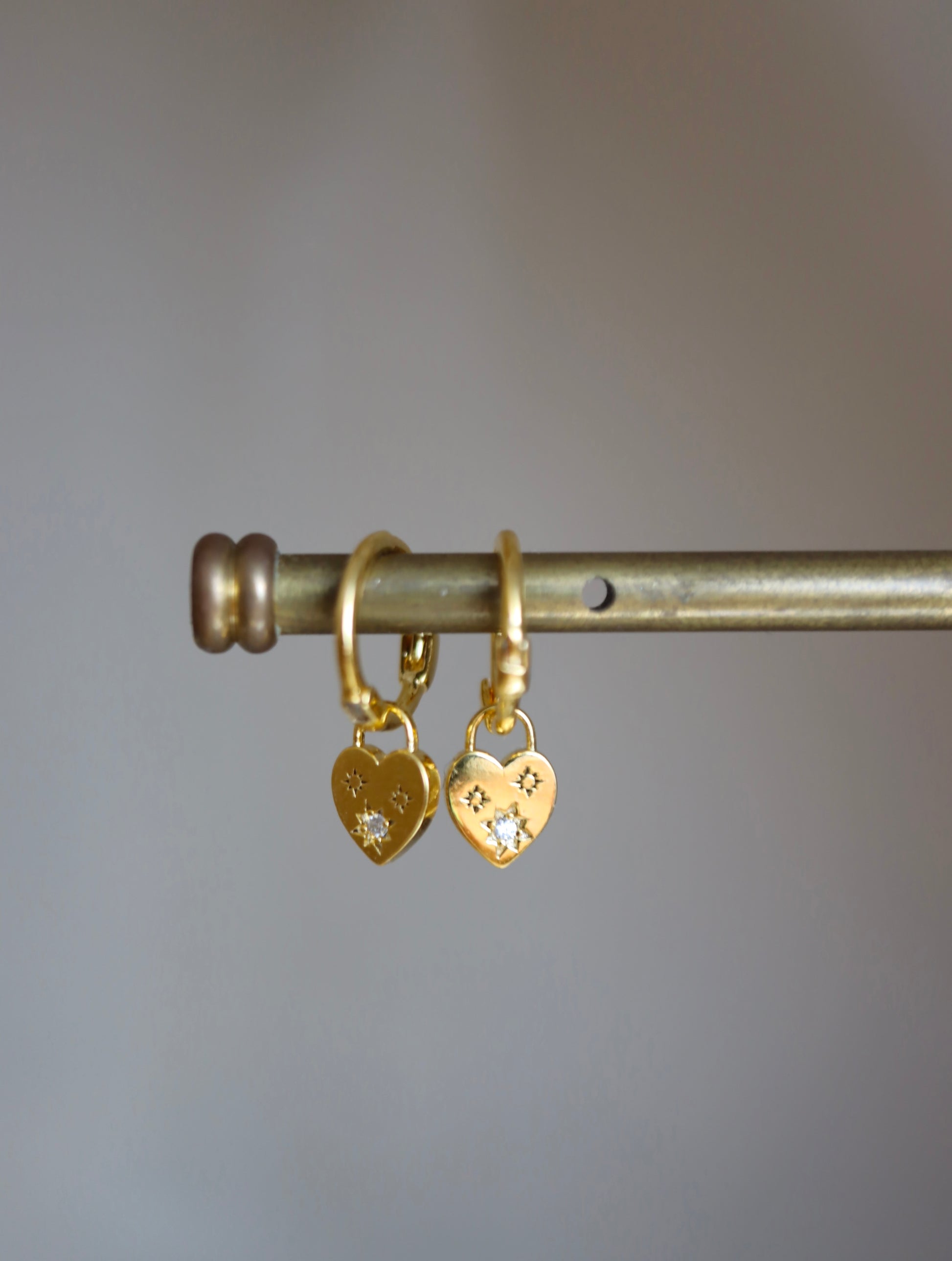 Silver925 Drop studded heart huggie hoop earrings