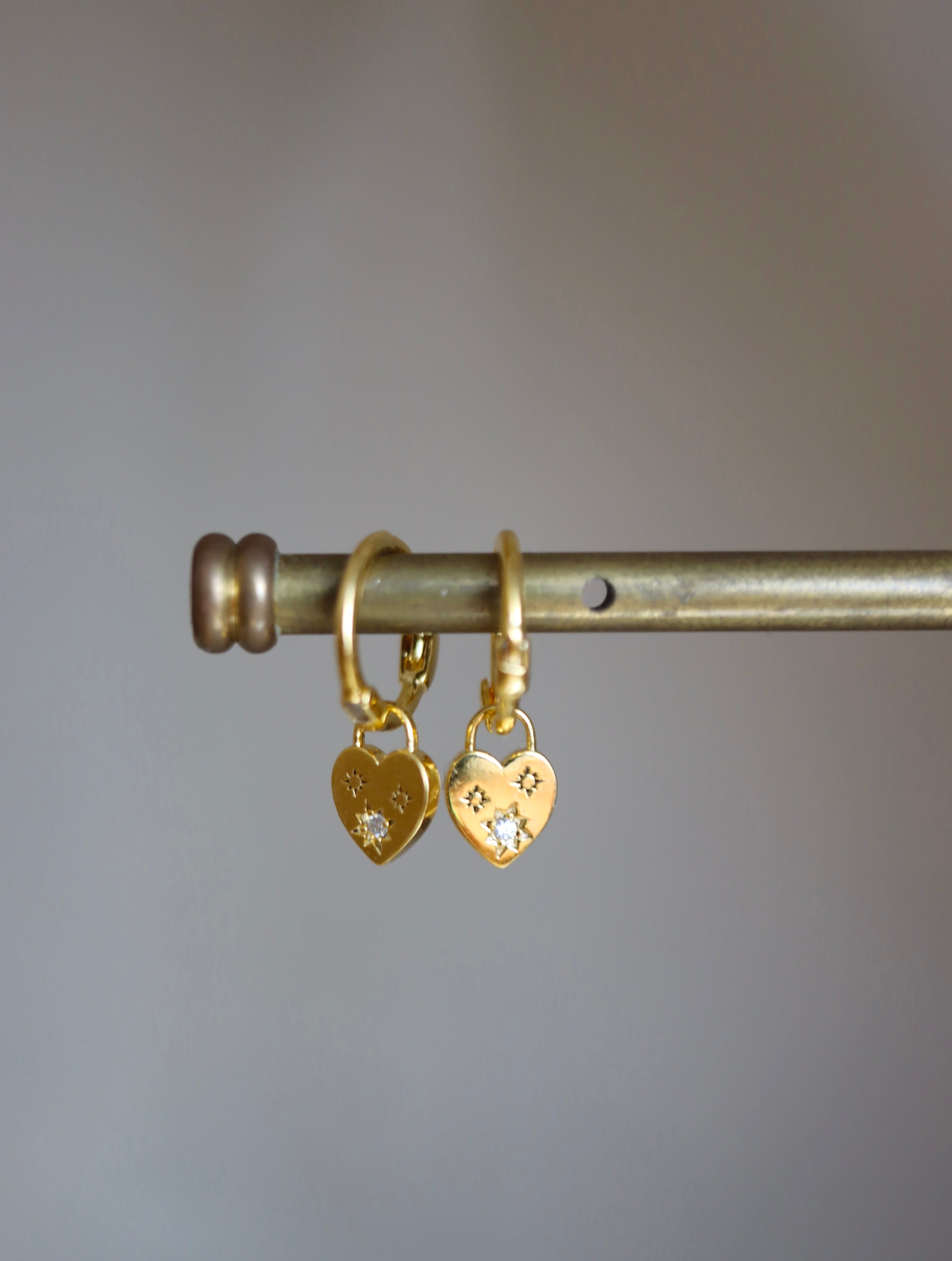 Silver925 Drop studded heart huggie hoop earrings
