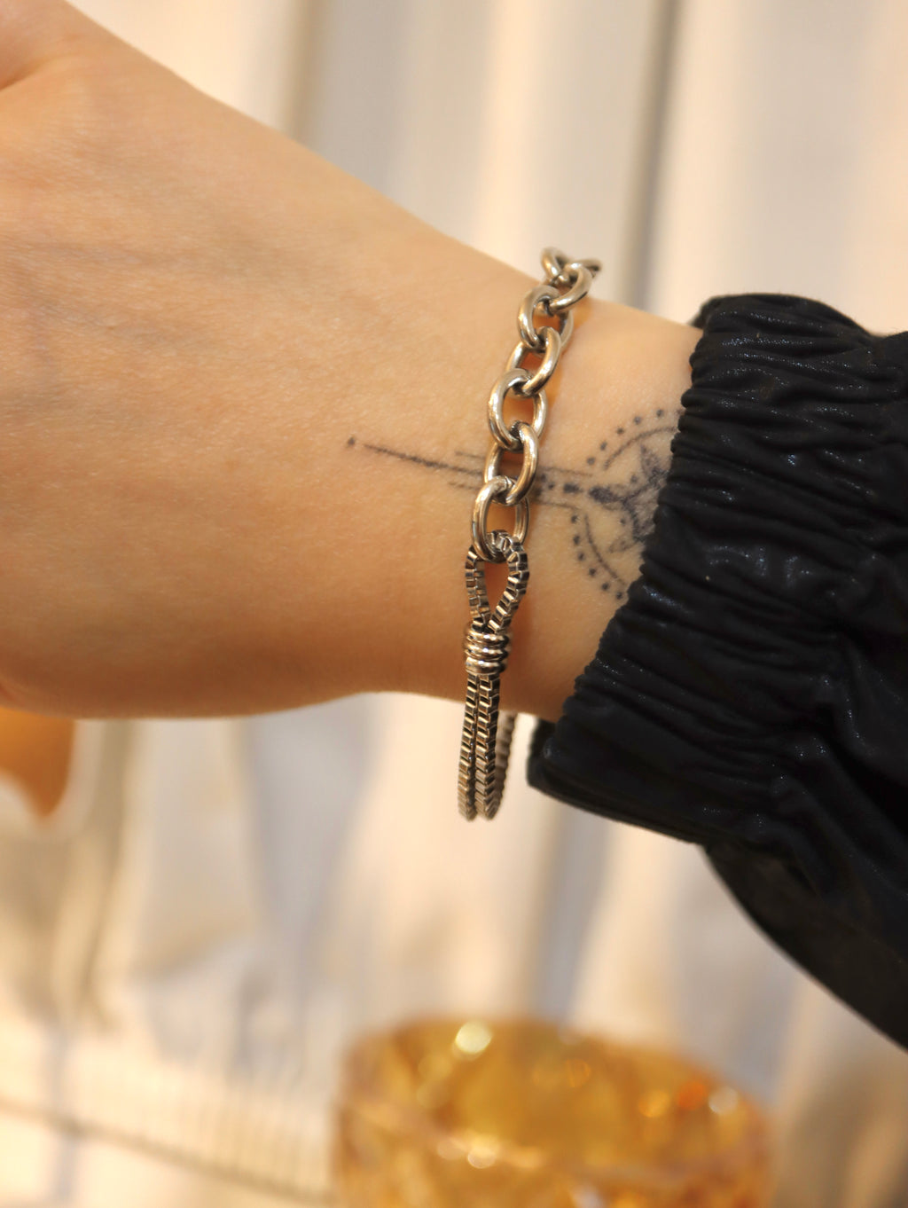 Interlock chain stainless steel bracelet