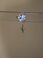 Lyra Heart Drop Stud 925 silver Earring