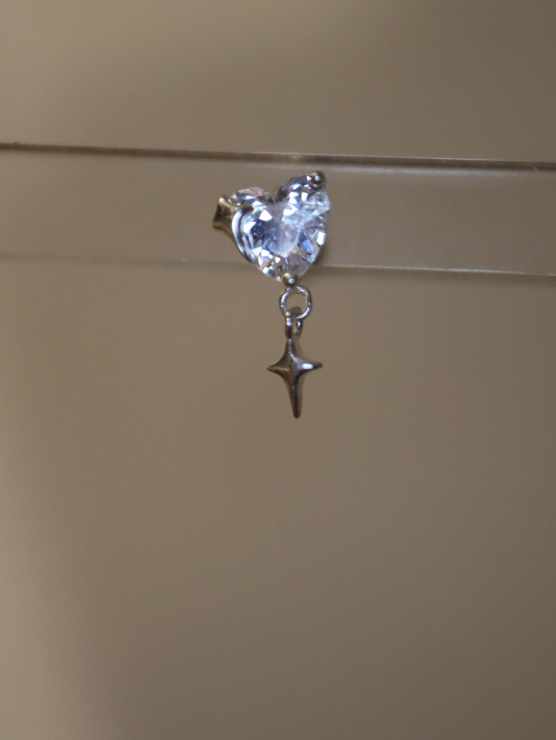 Lyra Heart Drop Stud 925 silver Earring