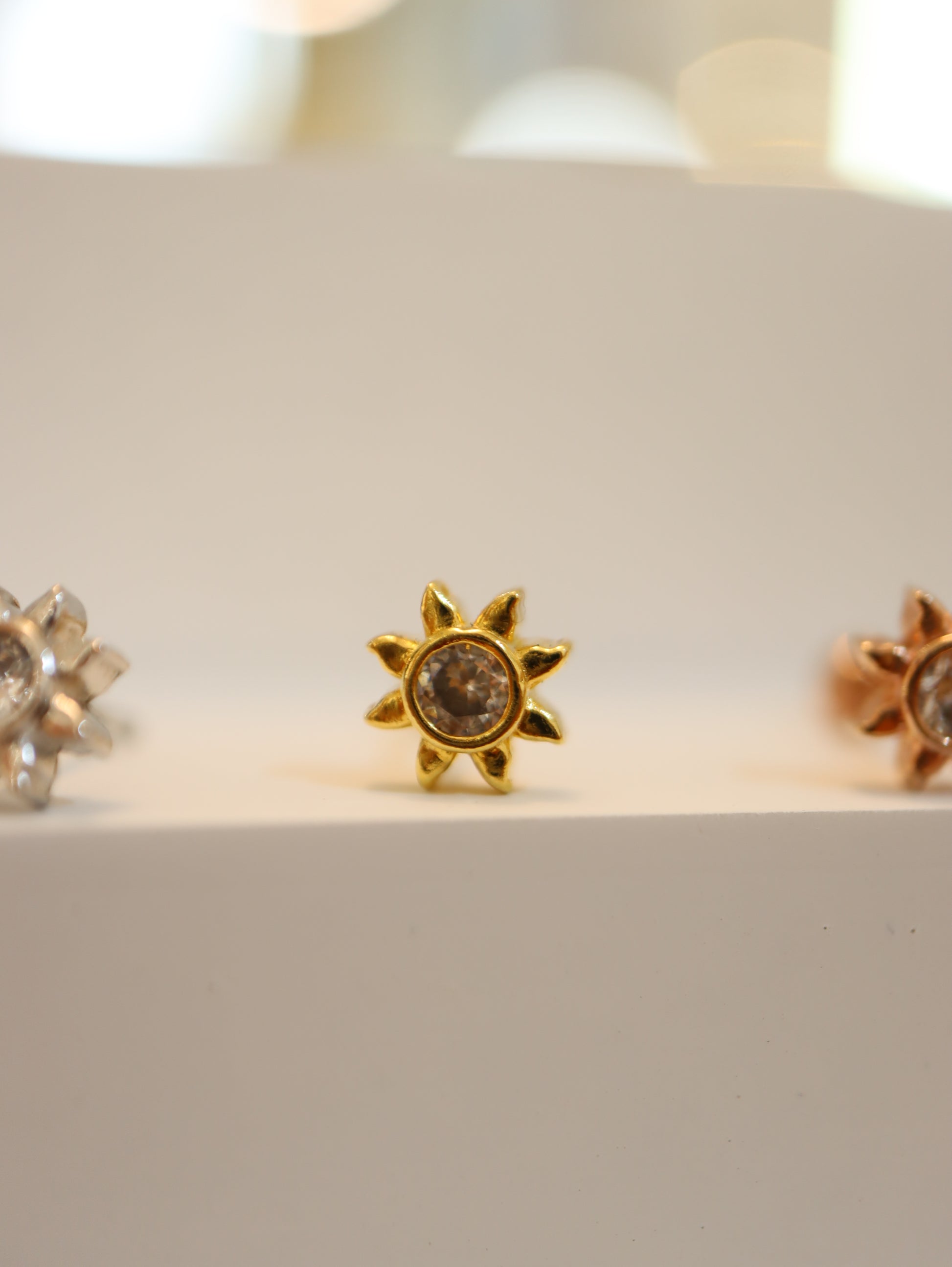 Sun cz stud s925 piercing earring