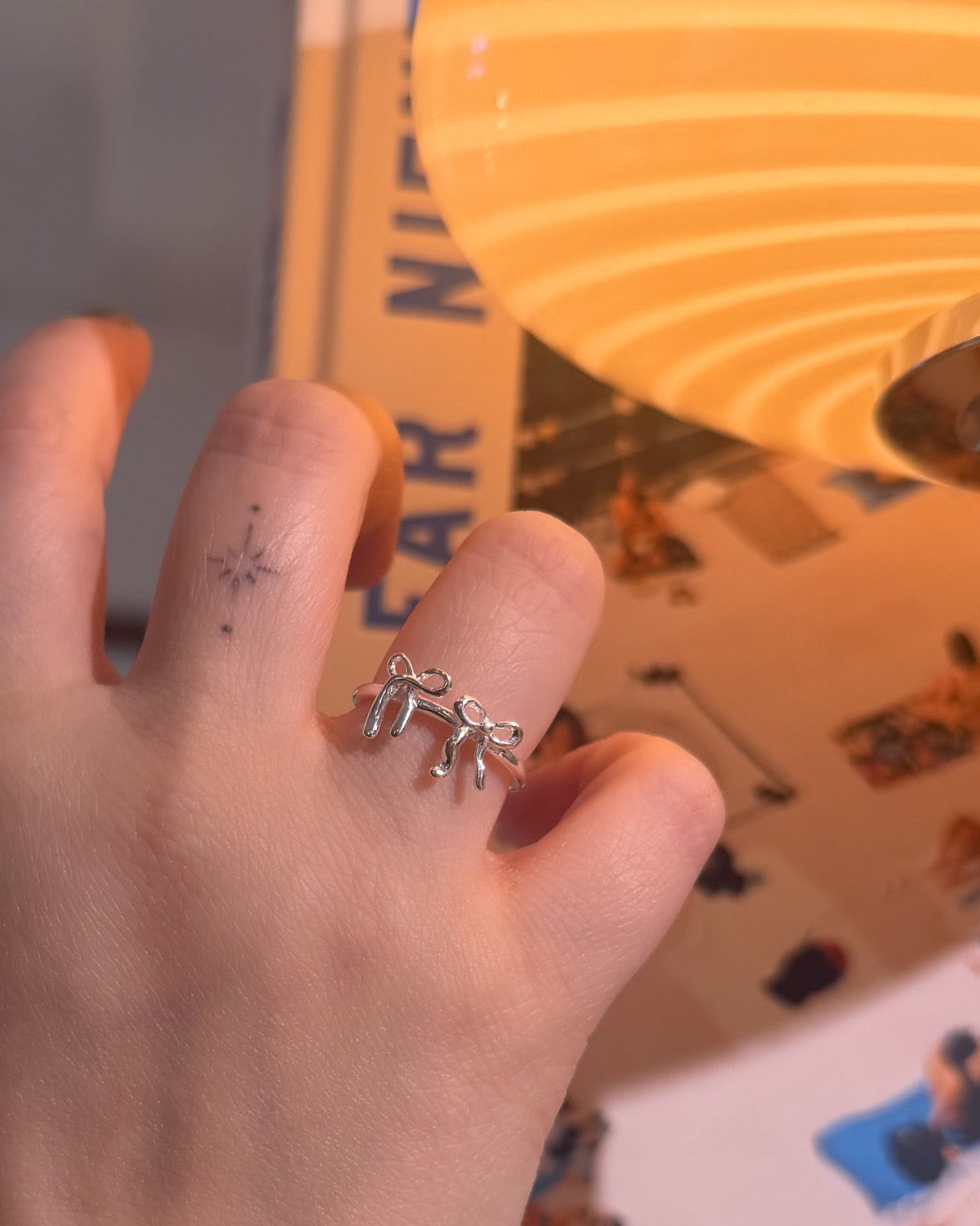 Double ribbon 925 ring open size ring