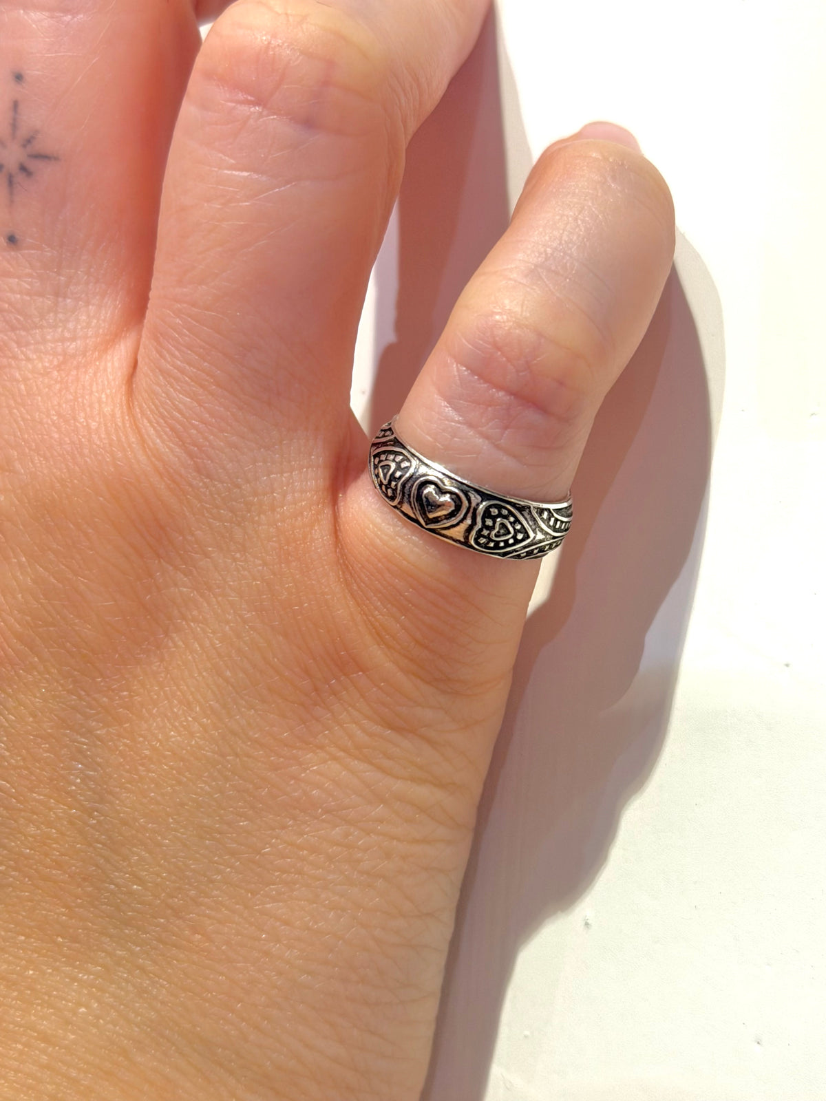 Heart Band Sterling Silver Pinky / Toe Ring