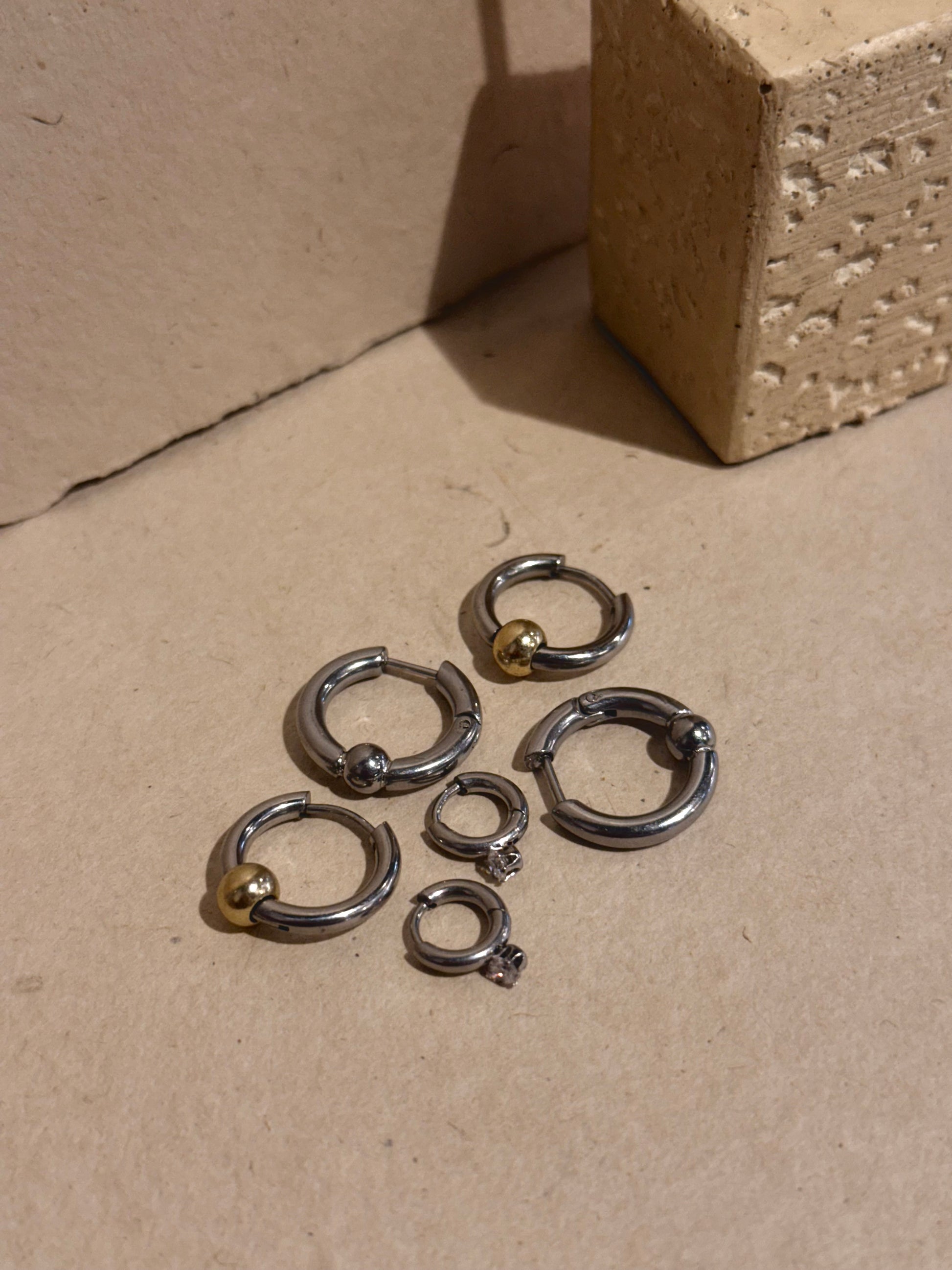 Ball hoop surgical steel unisex earrings