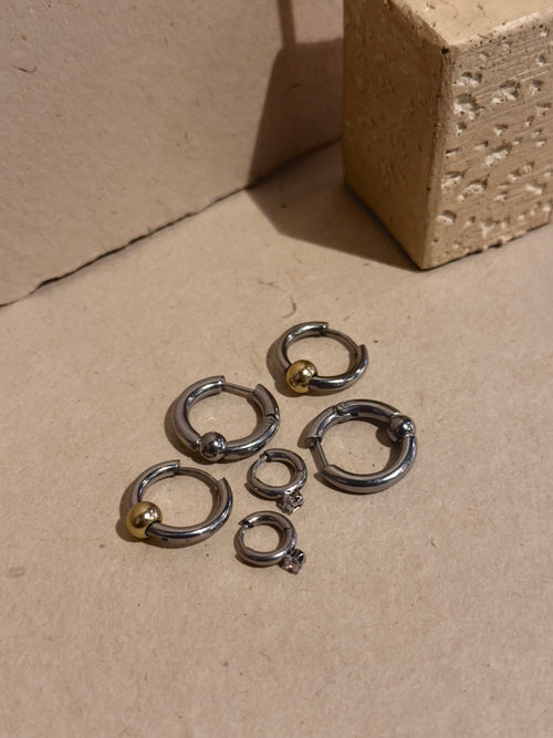 Ball hoop surgical steel unisex earrings
