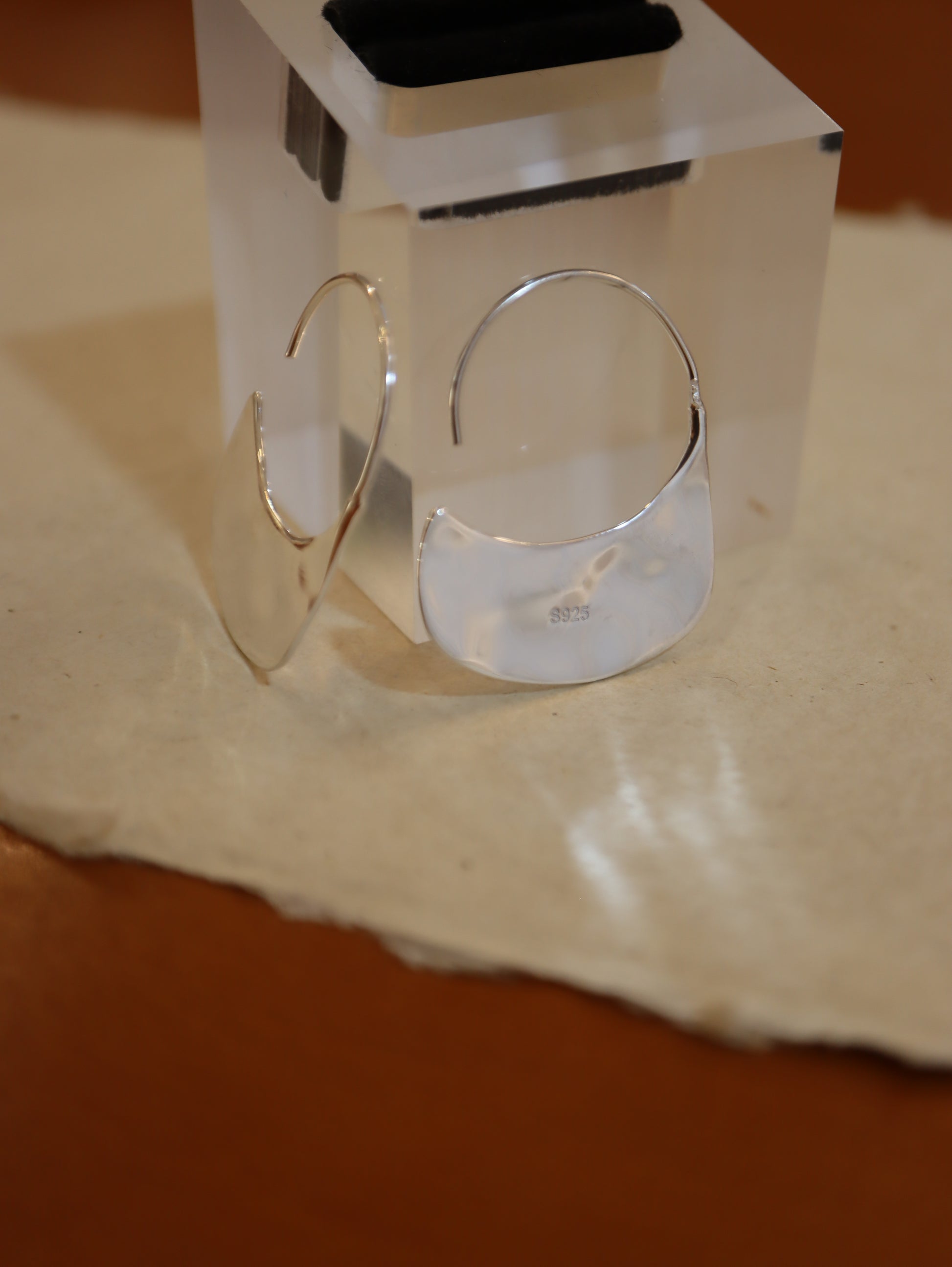 Flat 925 Silver Hook Earrings