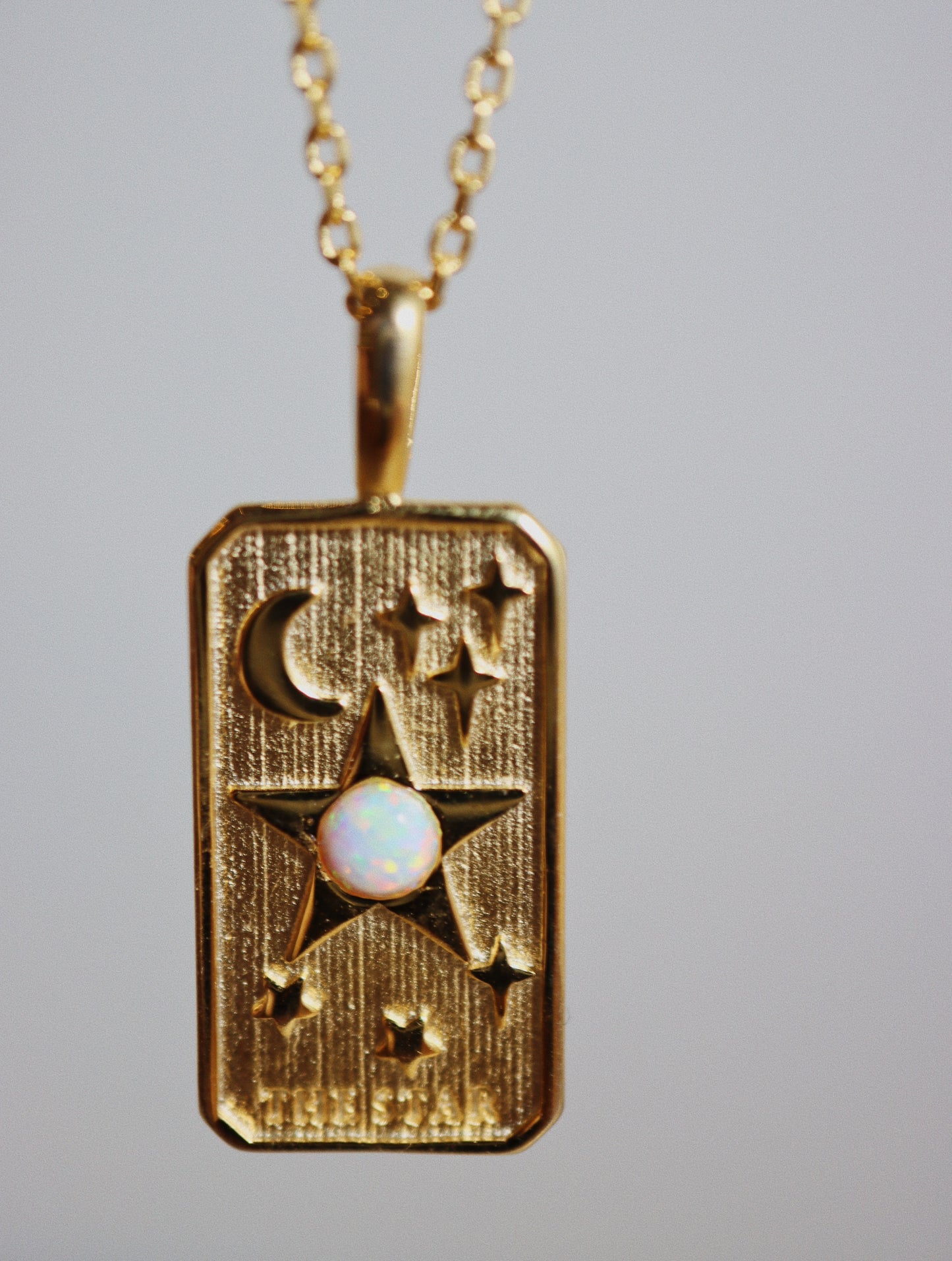 Rectangular coin star opal necklace