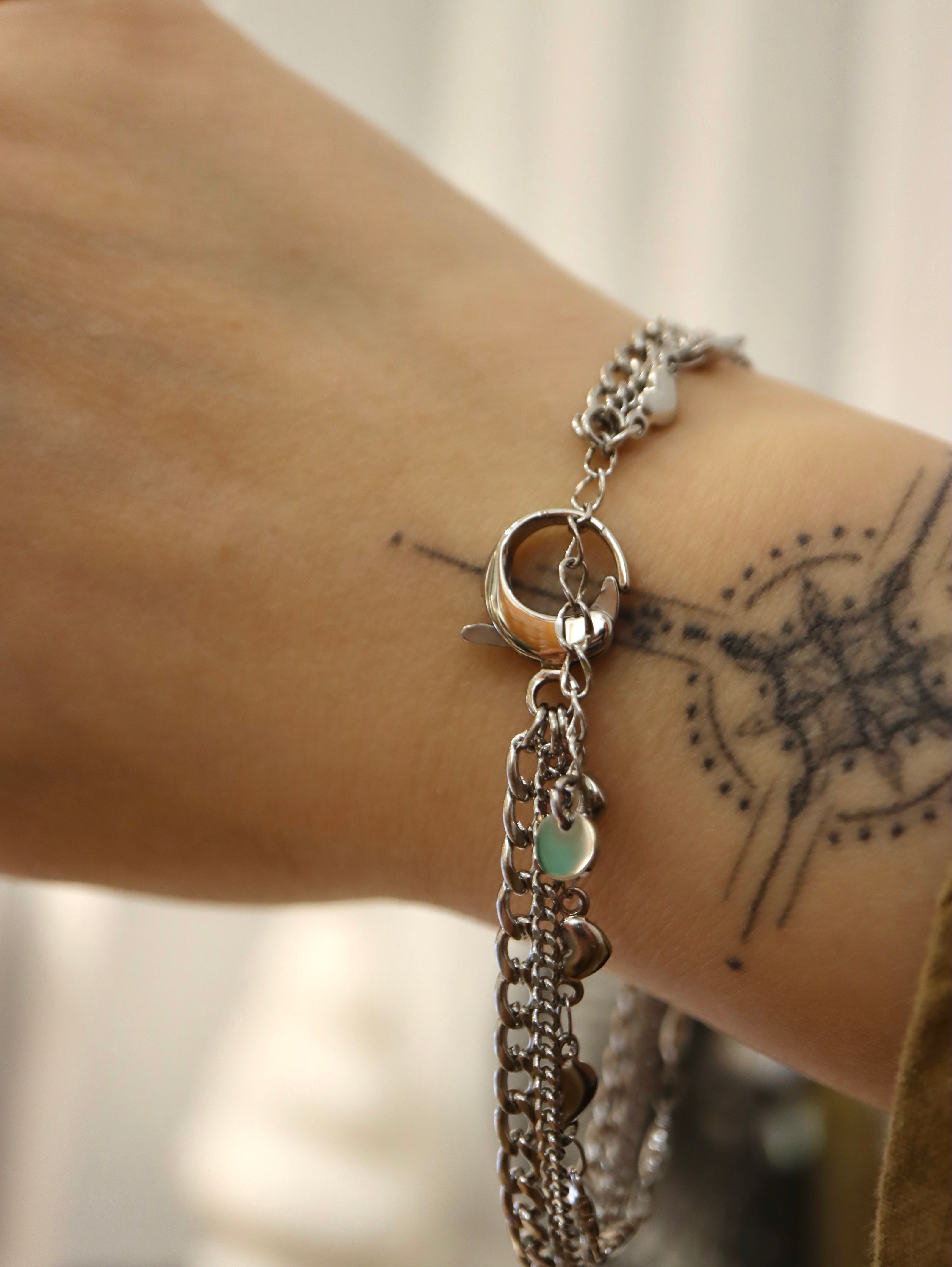 Triple chain heart stainless steel bracelet