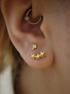 Triple star stainless steel earrings