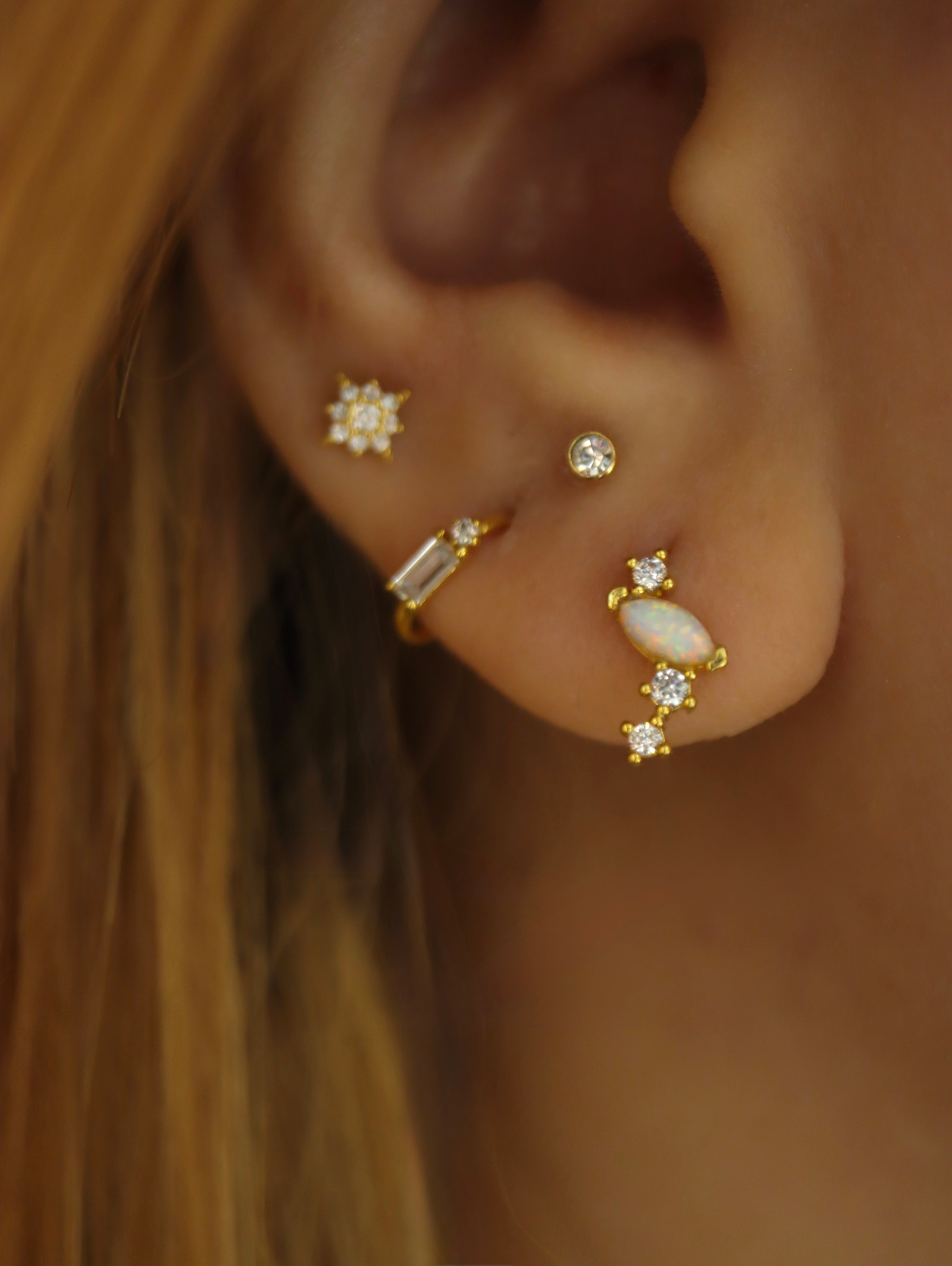 Opal Marquise & CZ Cluster Stud Earrings