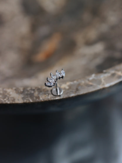 Crown cz flat back s925 piercing