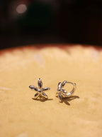 Petal flowers 925 silver hoop earrings