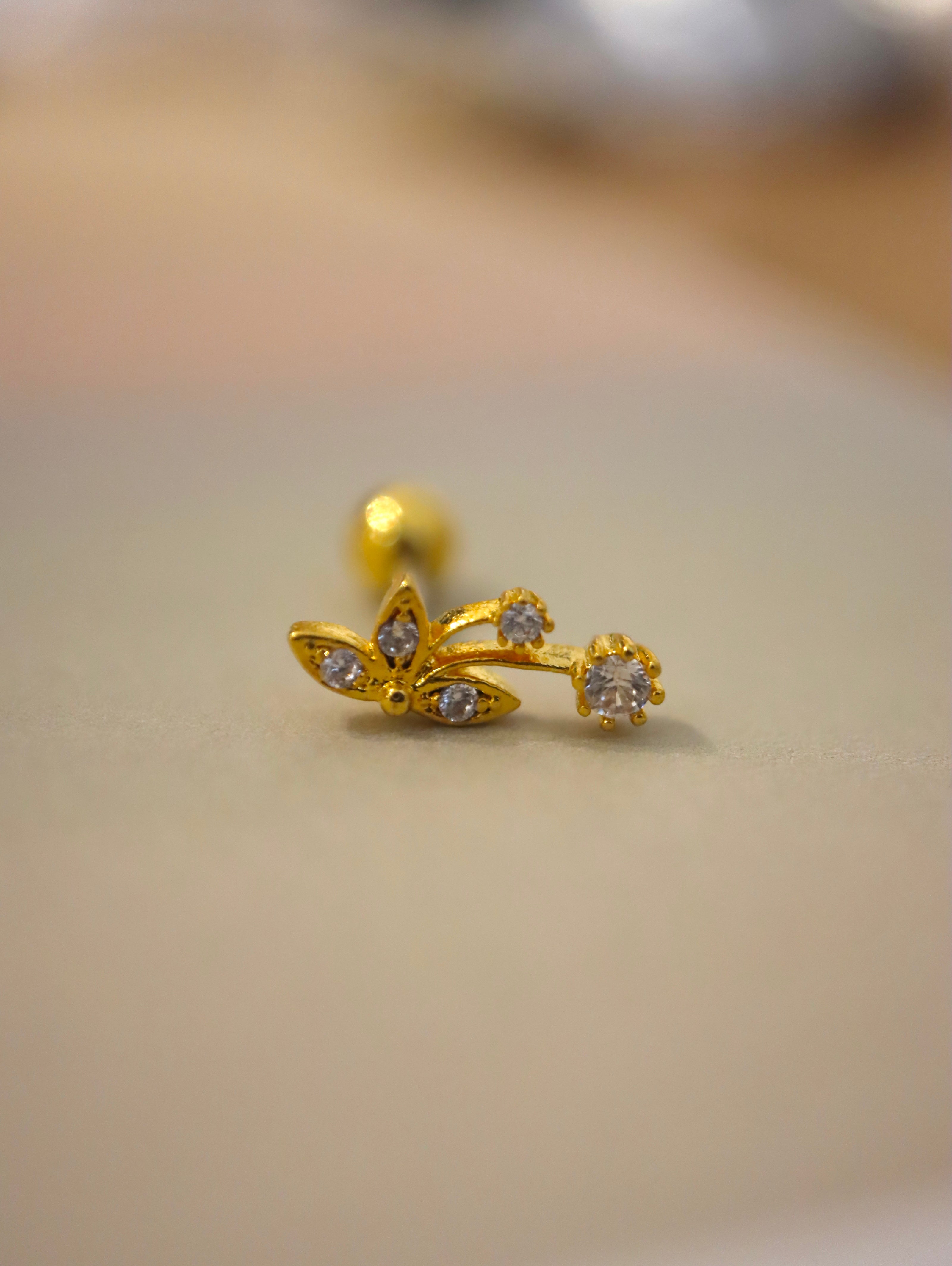 Climber Stud cz piercing earring (1pc)