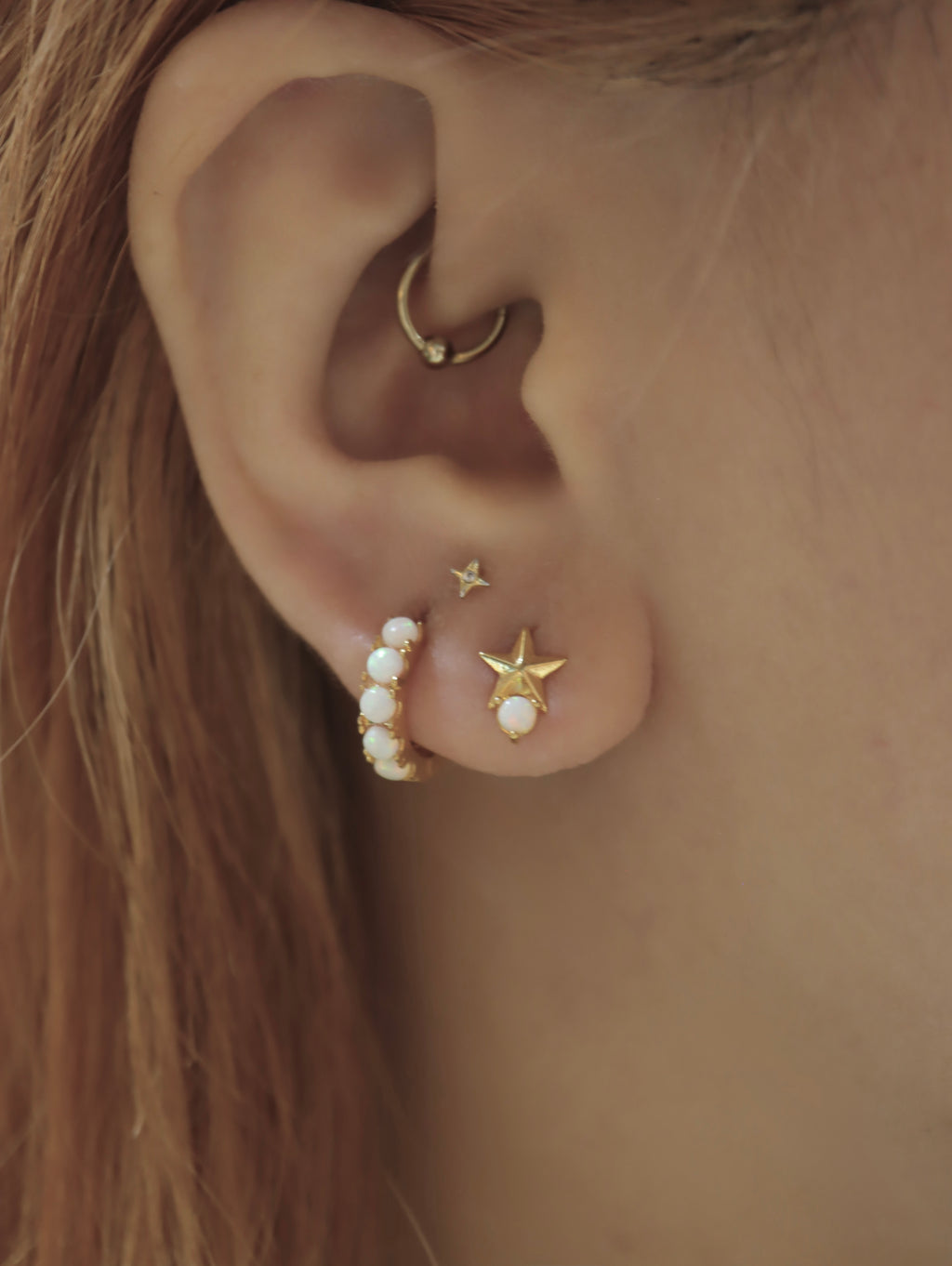 Star & Opal stud earrings