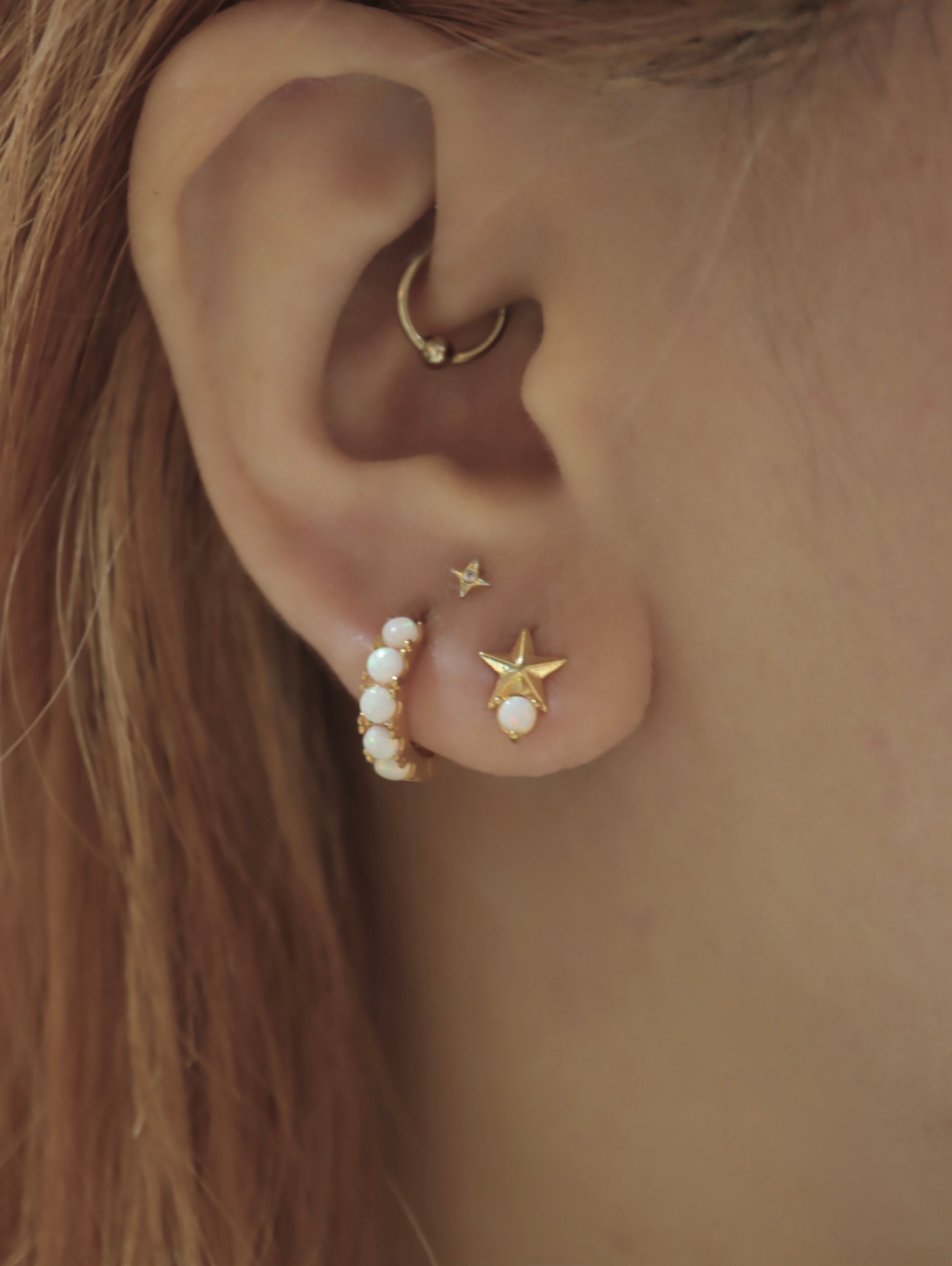 Star & Opal stud earrings