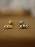 Pearl trinity bar stud piercing stud earring (1pc)