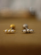 Pearl trinity bar stud piercing stud earring (1pc)