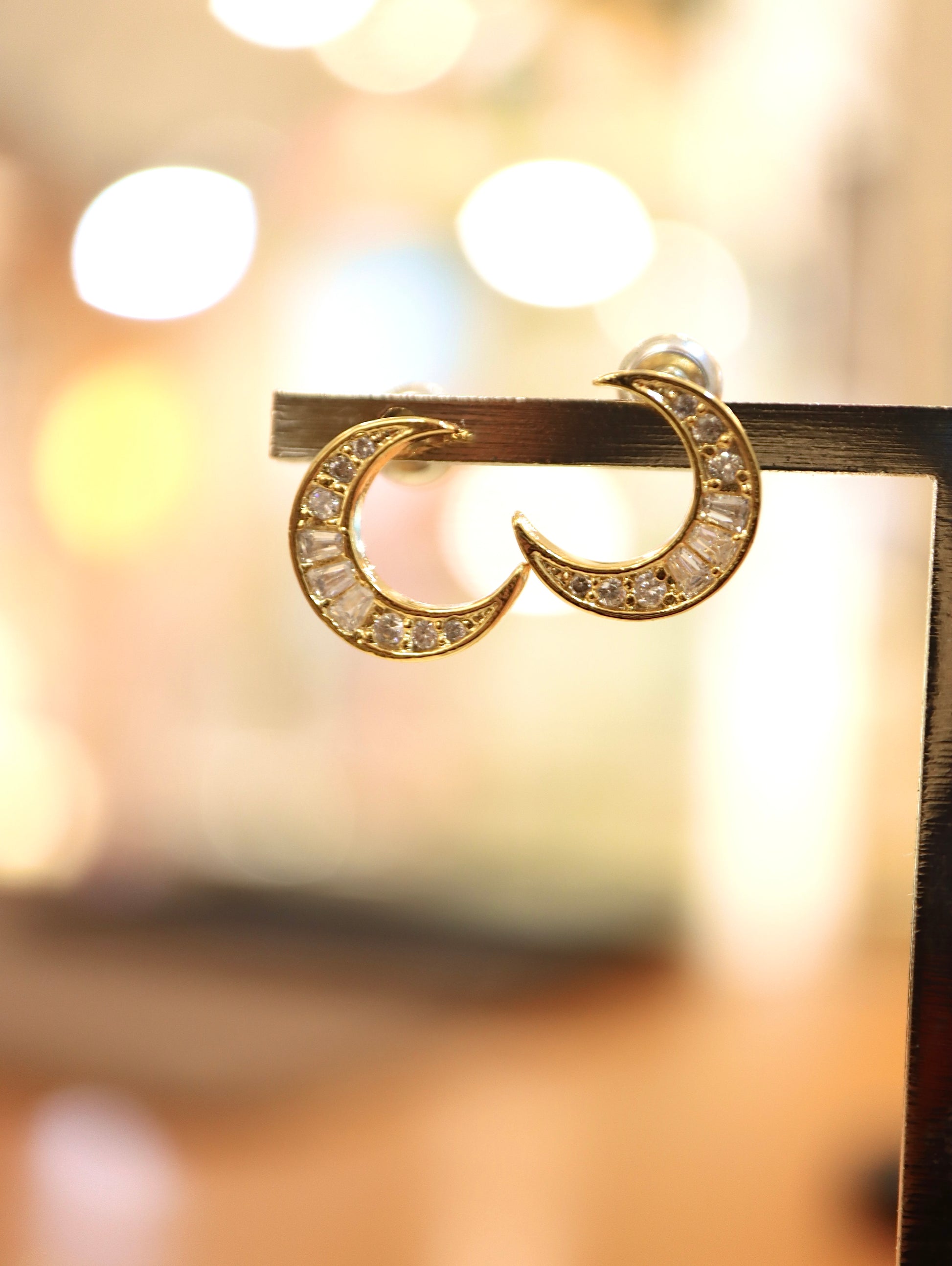 Crescent cz earrings