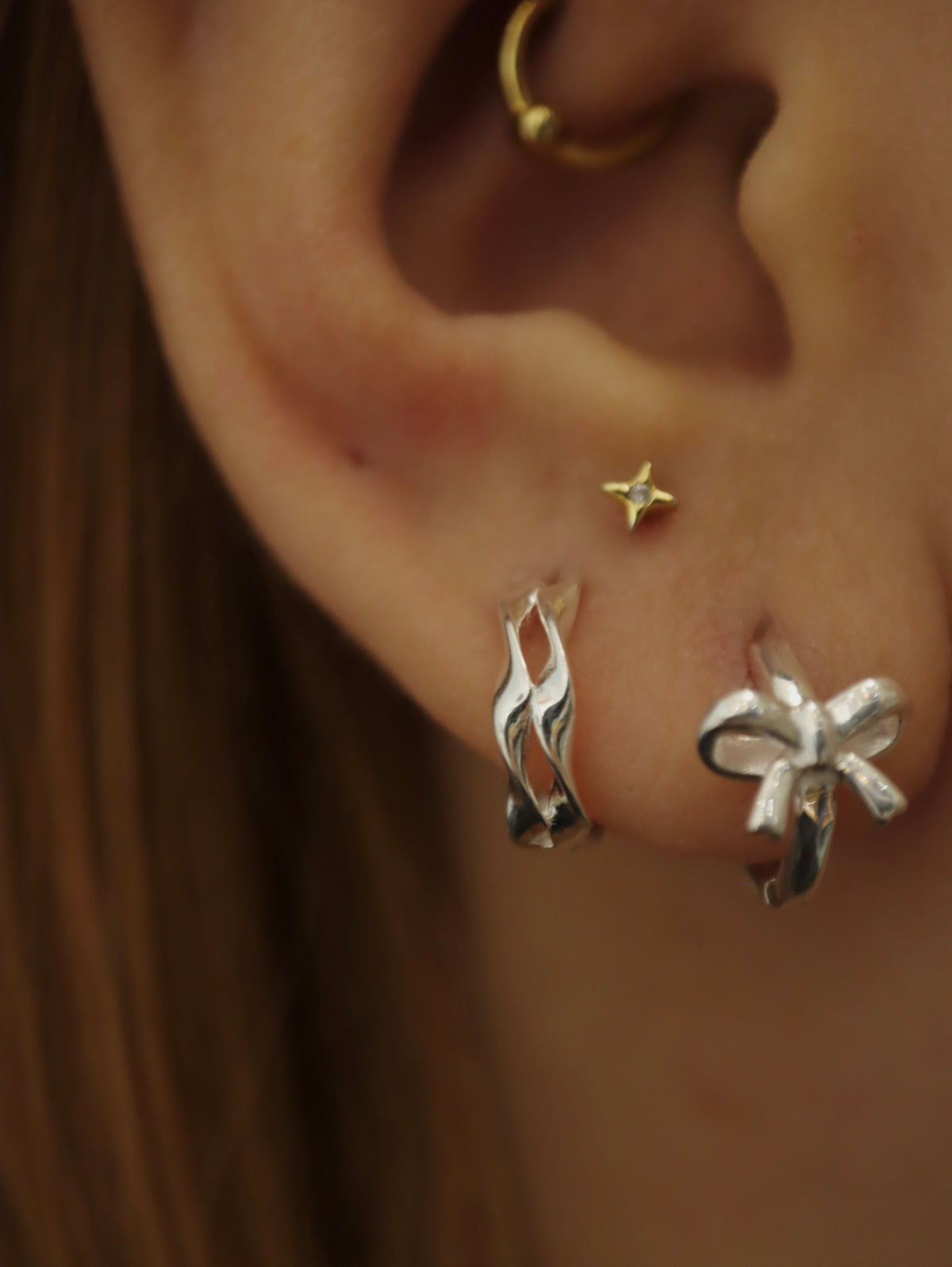 Double wavy 925 silver earrings