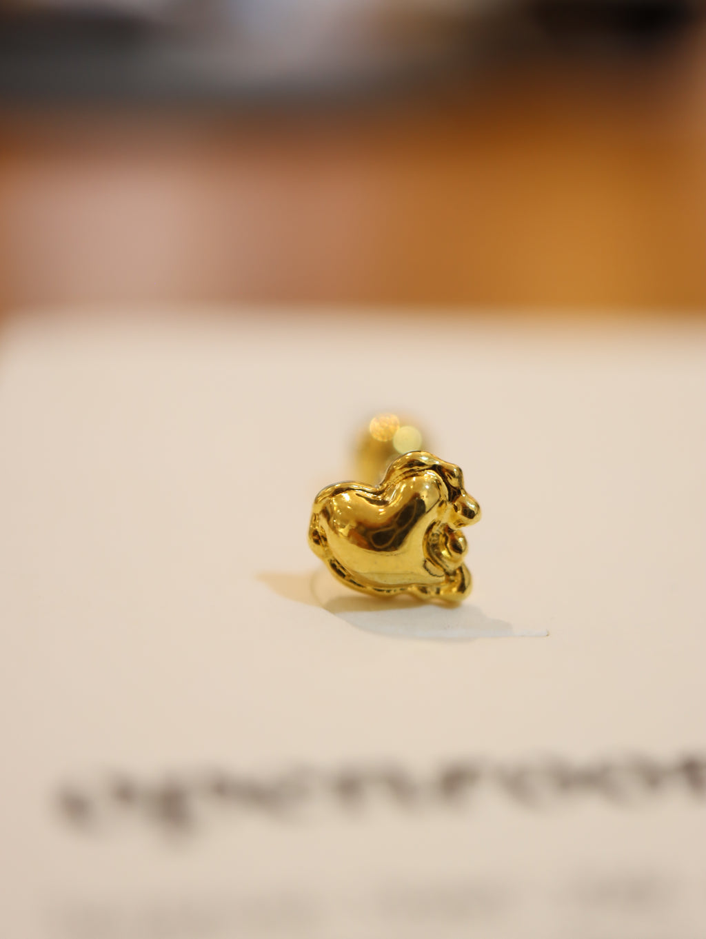 Drop heart surgical steel 316L stud earring piercing (1pc)