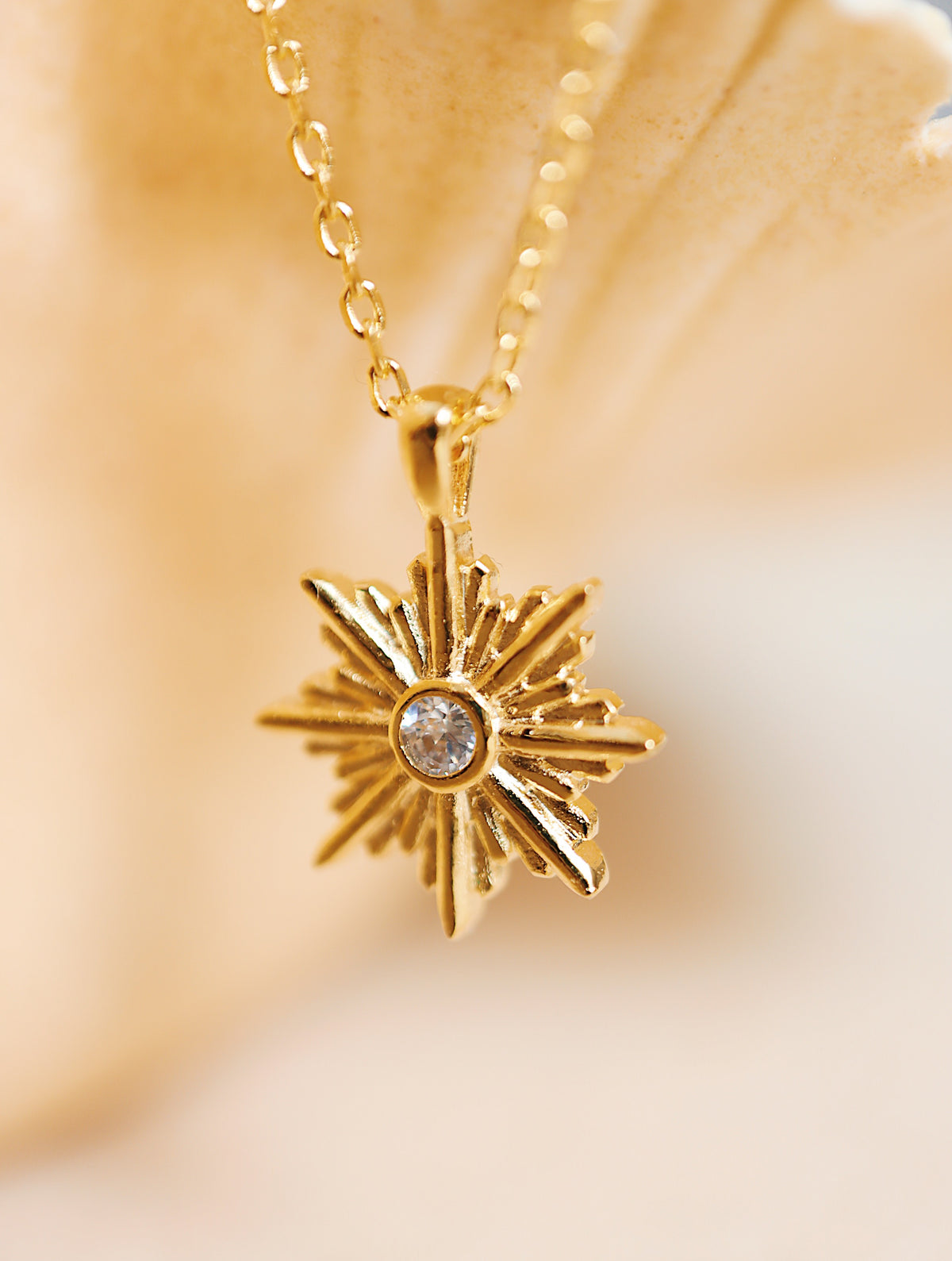 Sparkling sun brass necklace