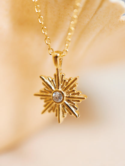 Sparkling sun brass necklace