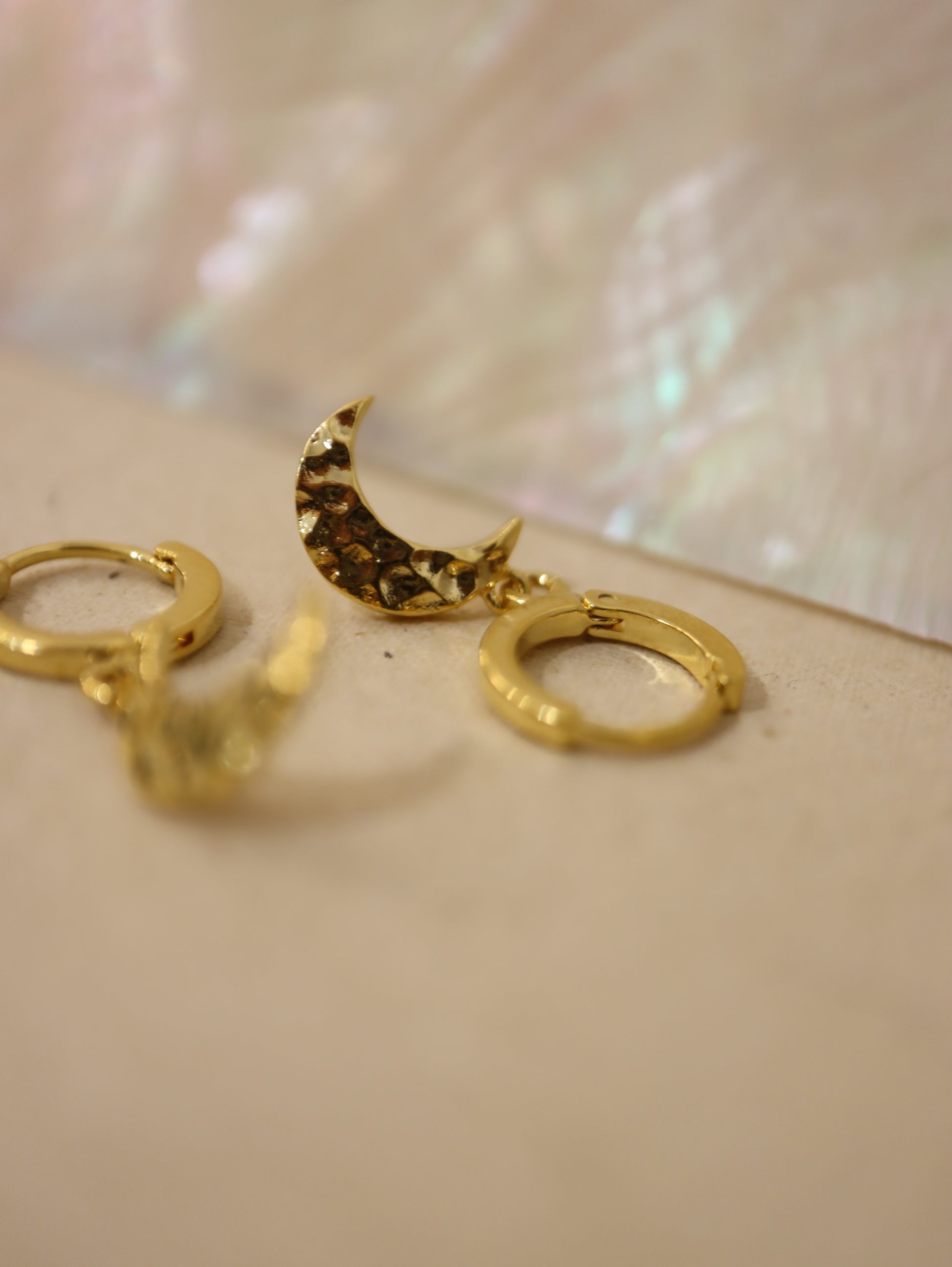 Hoop drop crescent earrings