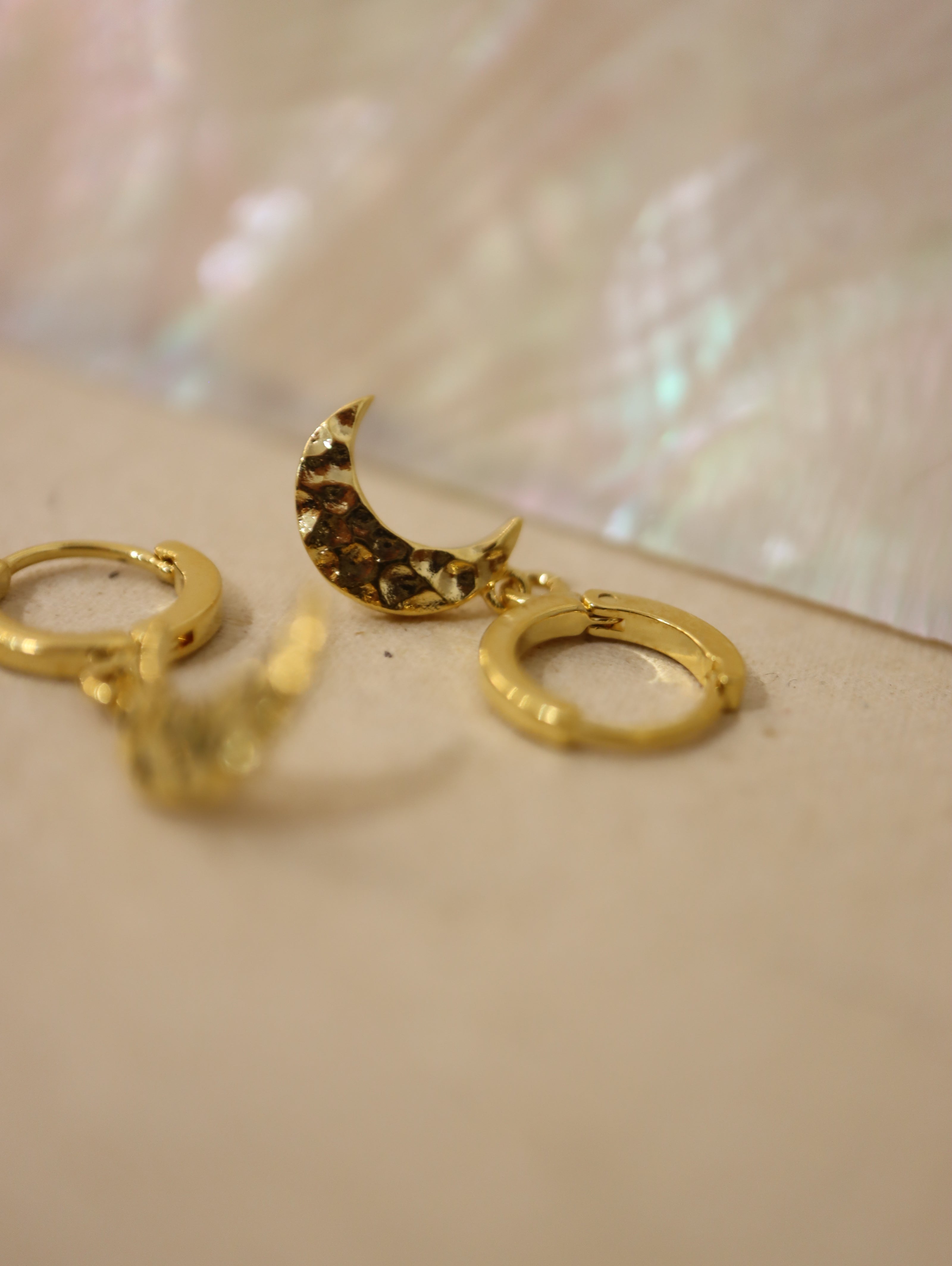 Hoop drop crescent earrings