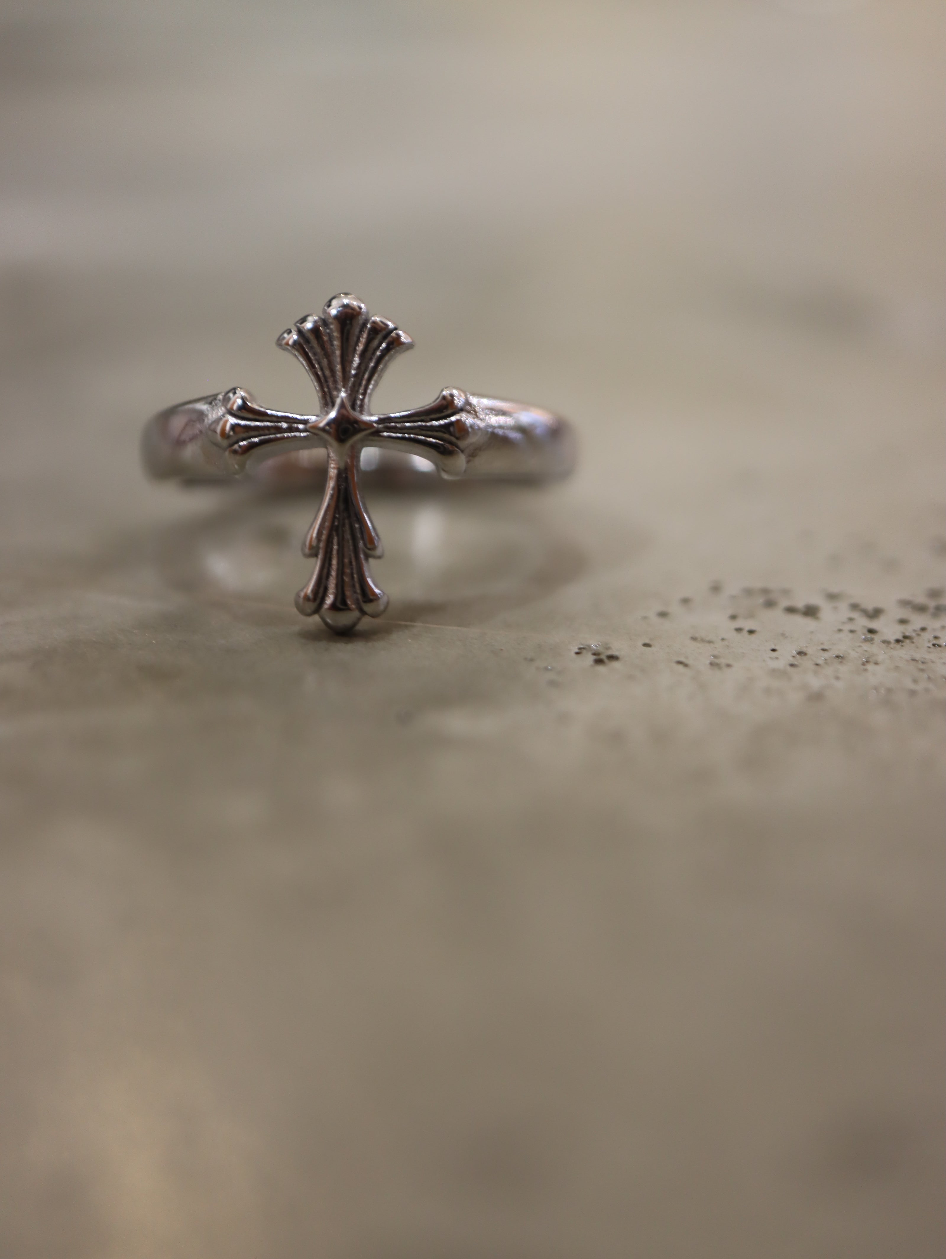 Cross stainless steel ring