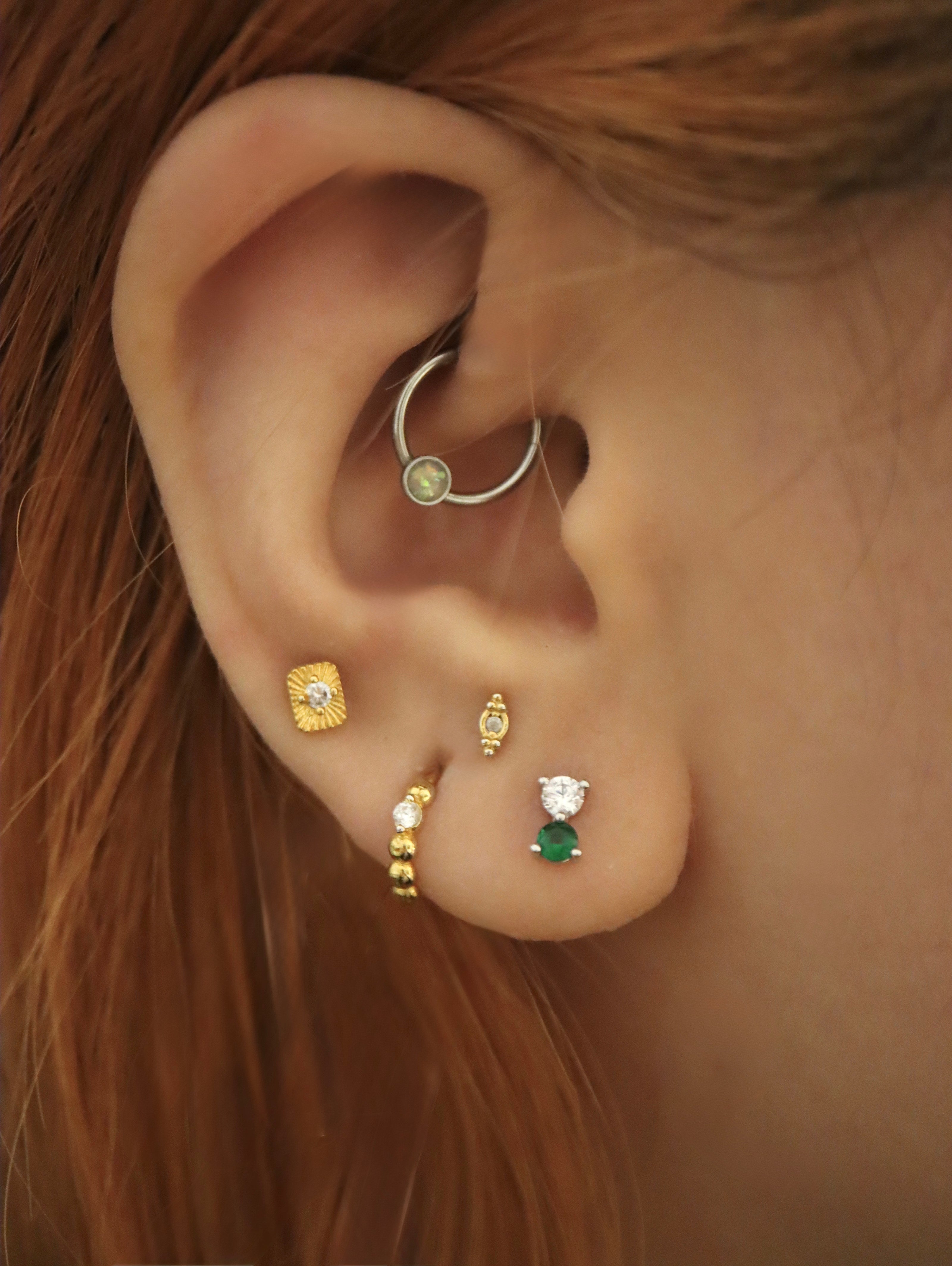 Double cz 925 silver flat back piercing (1pc)
