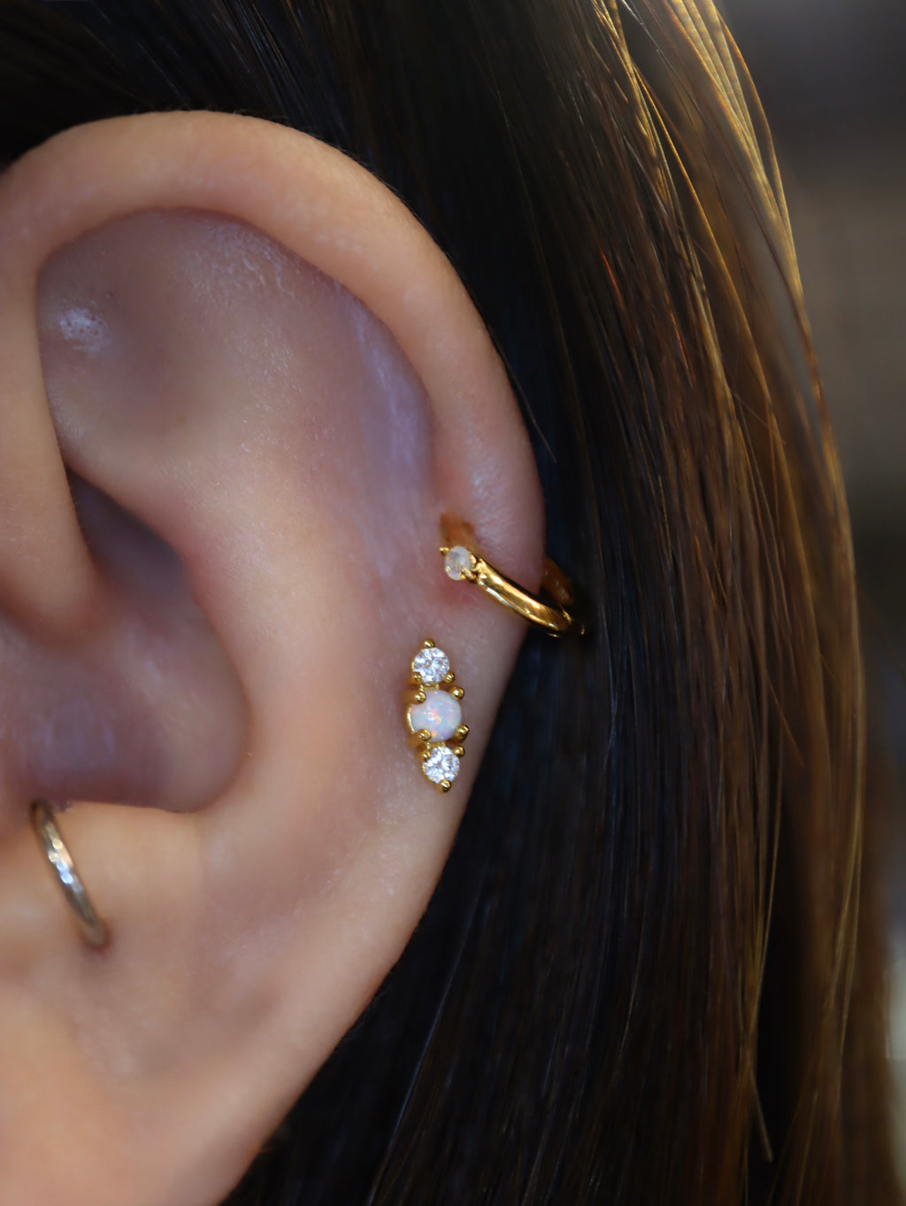 Moonstone mini huggie hoop earrings