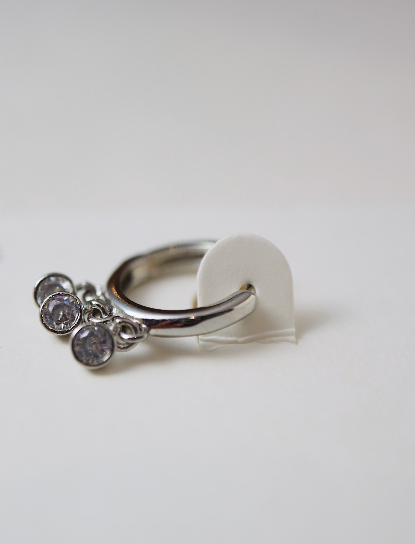 Drop triple cz hinged hoop earrings