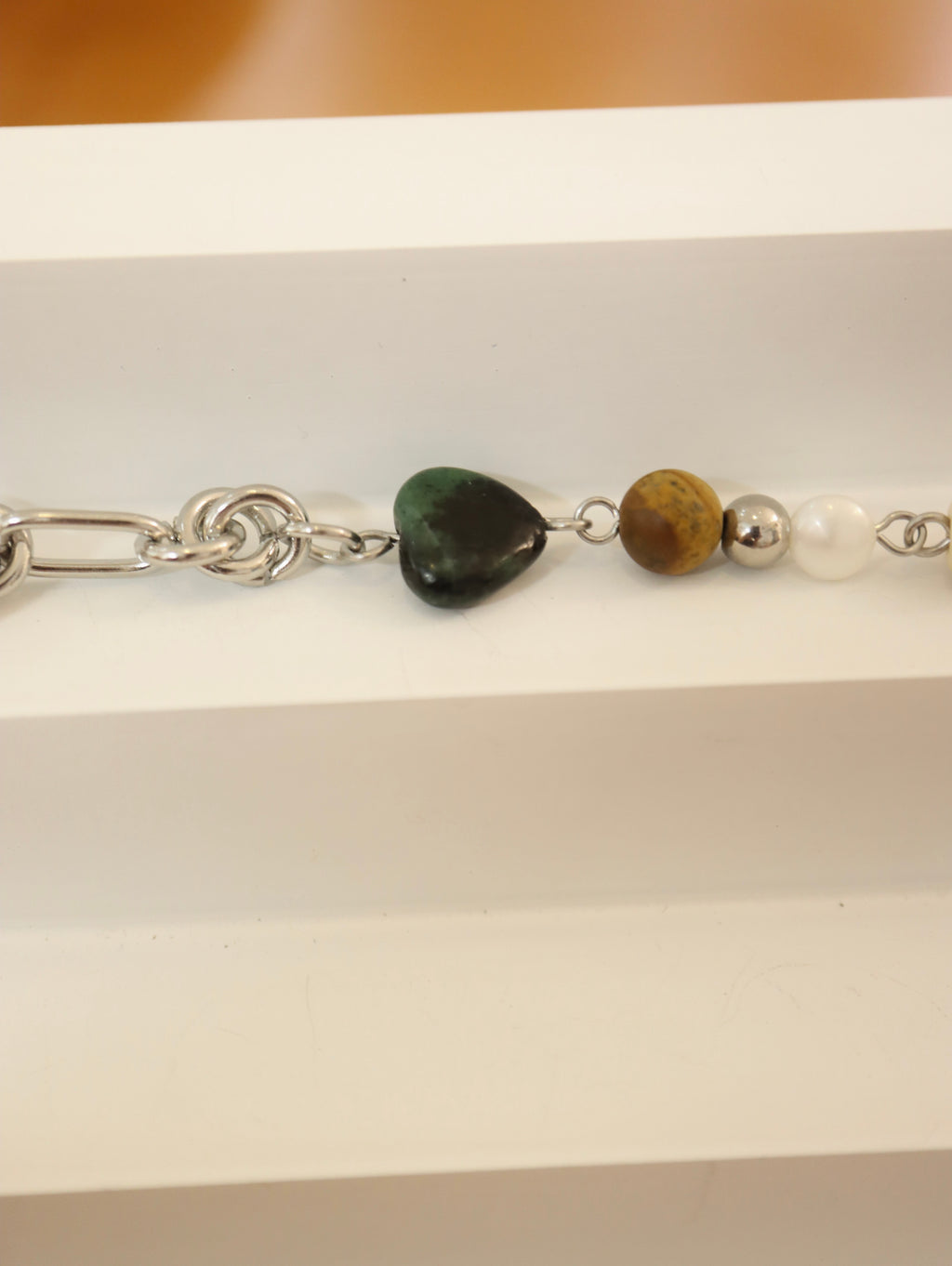 Mixed stone stainless steel bracelet