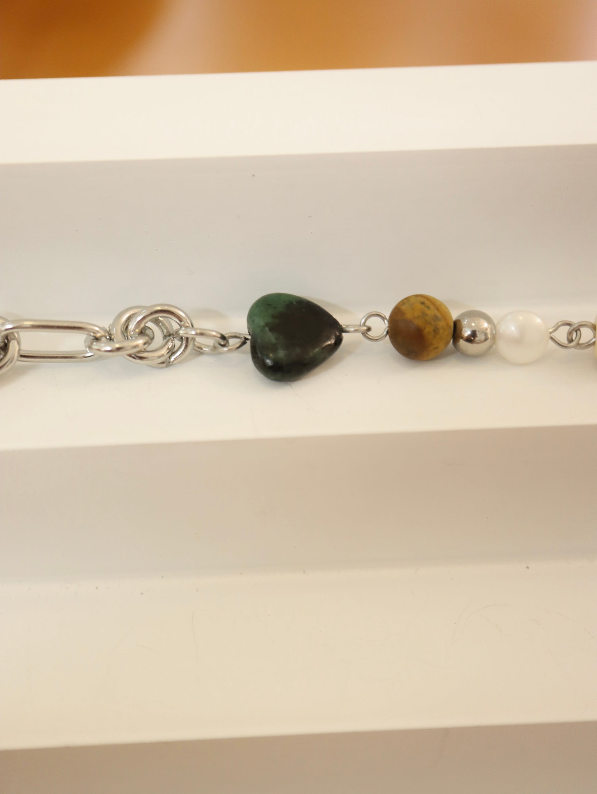 Mixed stone stainless steel bracelet