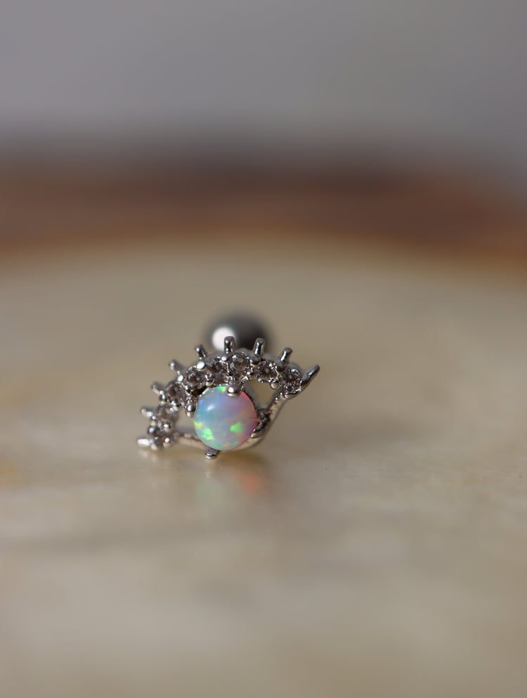 Eye opal screw ball back earring