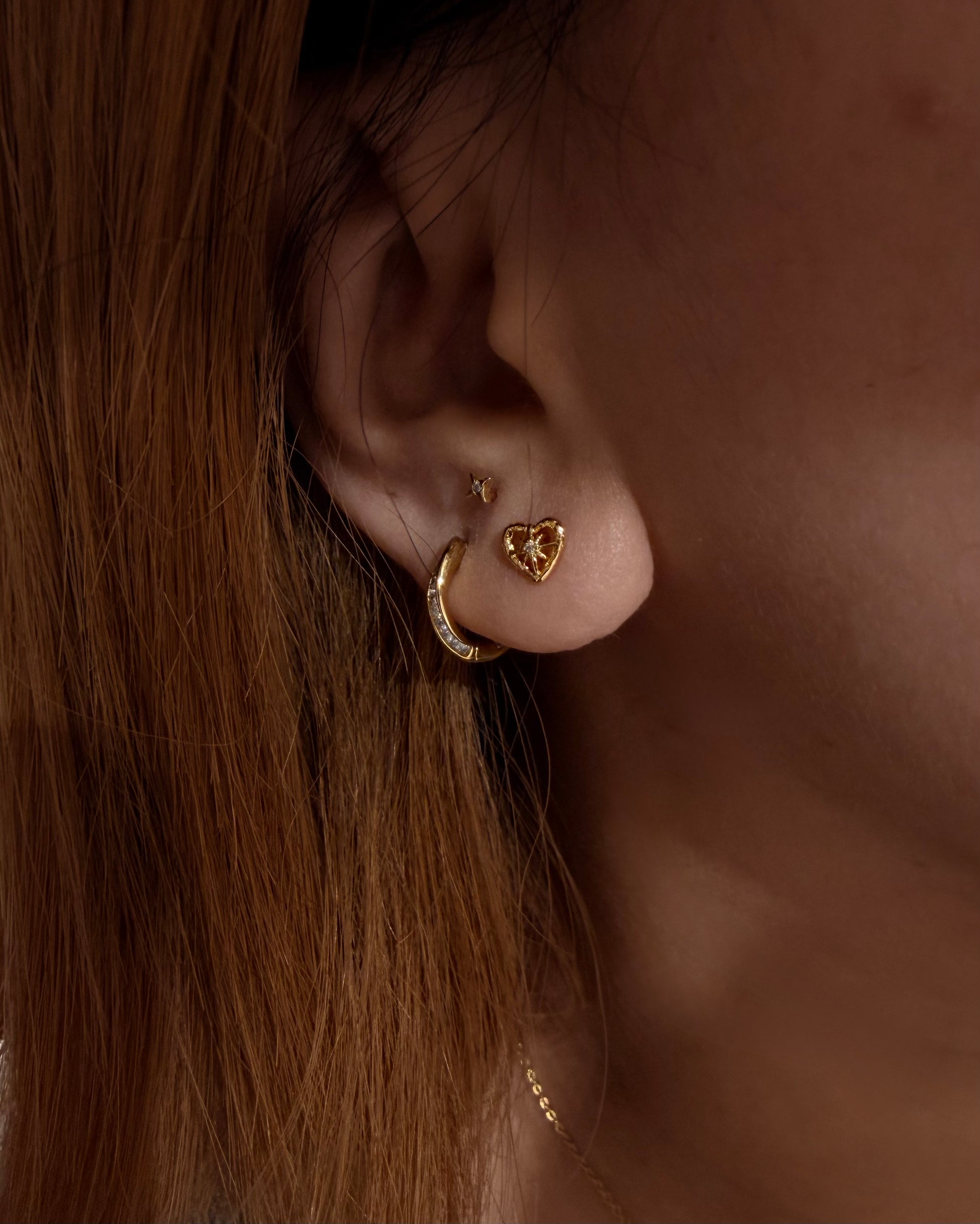 Sparkle in heart surgical steel piercing