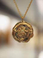 Opal coin brass necklace